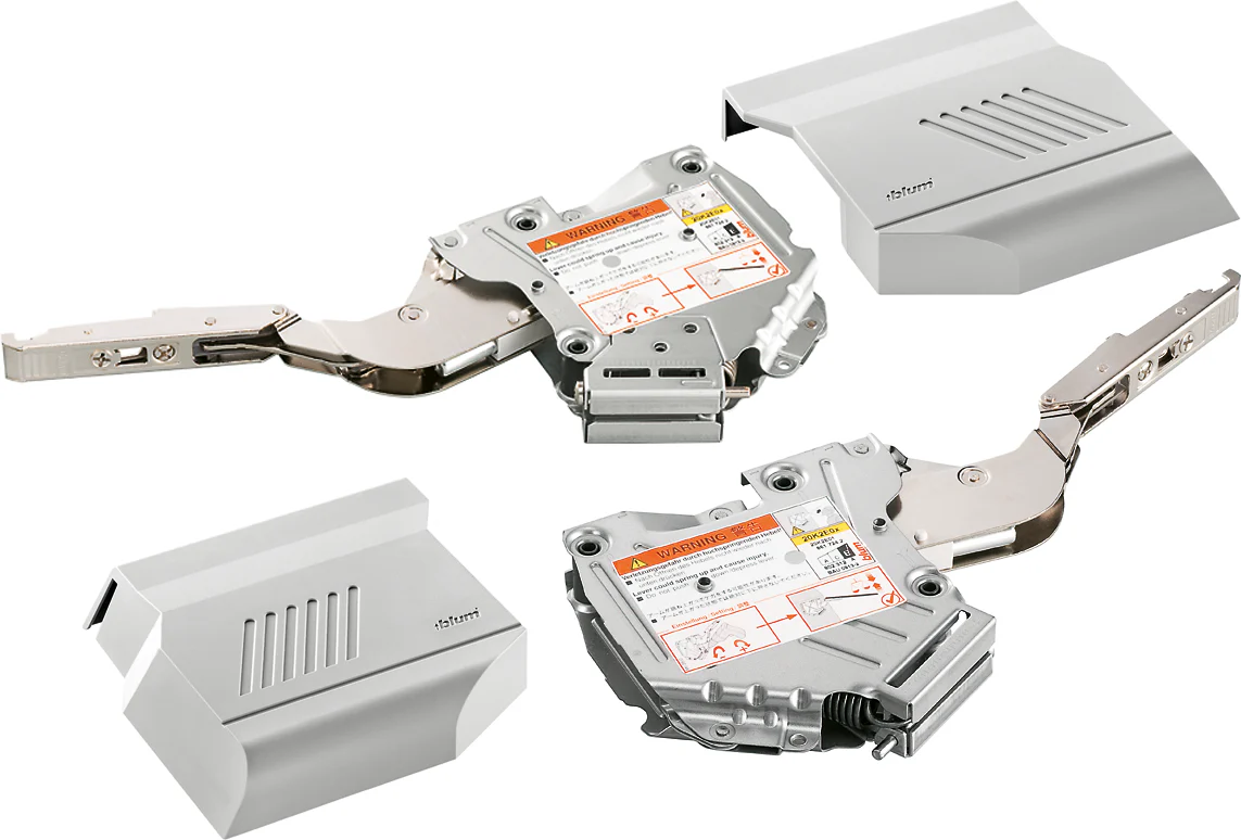 Aventos HK-S Stay Lift, Lift Mechanism (Set), PF=960-2215 (With 2 Pieces), for Screwing On, For TIP-ON, Light Gray/Stainless Steel Brushed