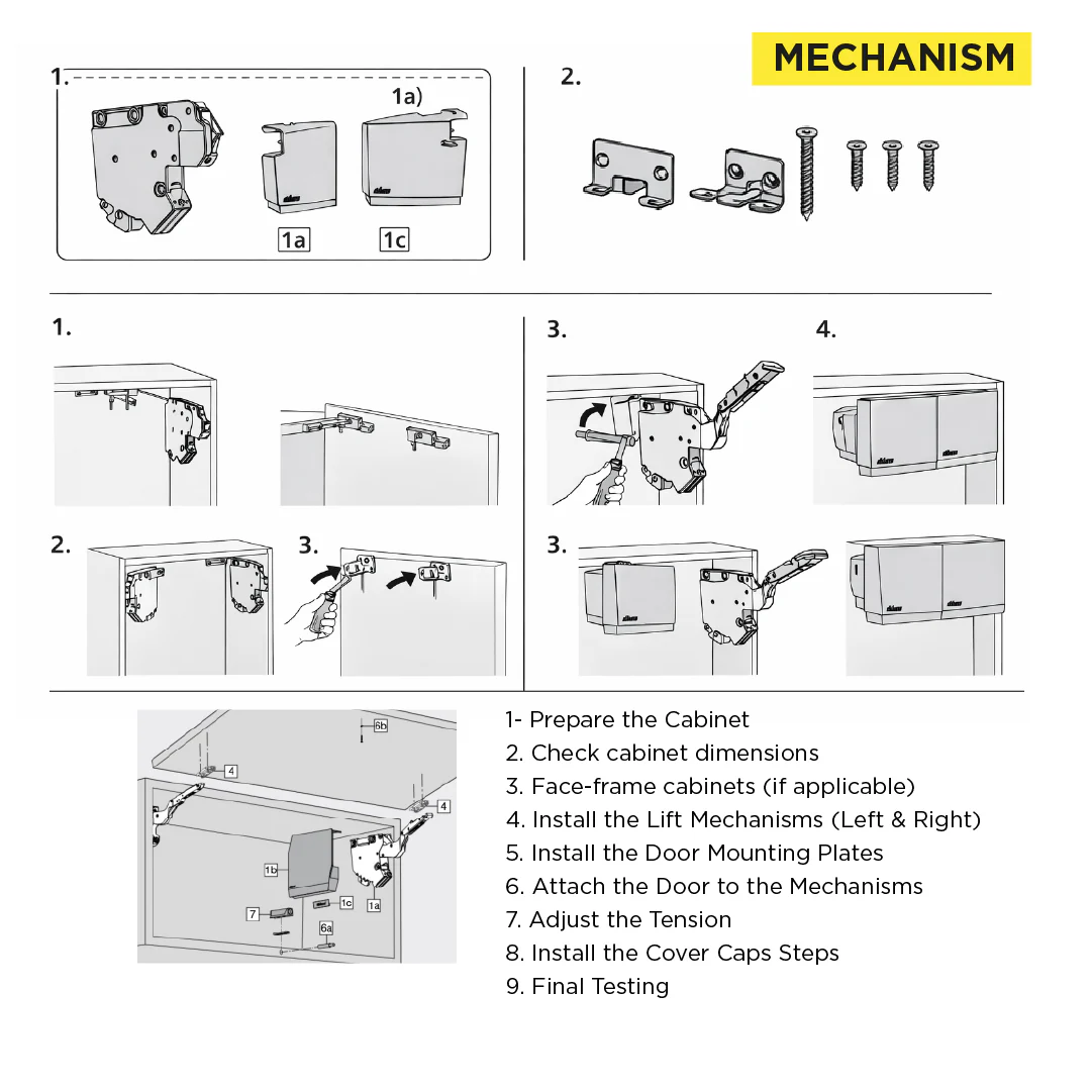 Aventos HK-S Stay Lift, Lift Mechanism (Set), PF=960-2215 (With 2 Pieces), for Screwing On, For TIP-ON, Light Gray/Stainless Steel Brushed - Image 5