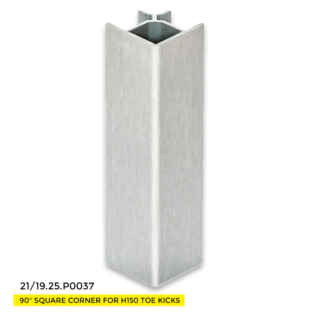 TOE KICK 90Â° SQUARE CORNER VOLPATO FOR H150 5.90" ANODIZED BRUSHED ALUMINUM - Image 2