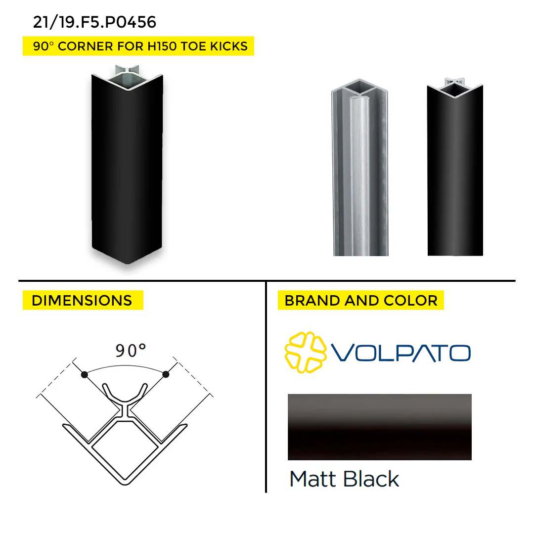 TOE KICK 90Â° CORNER VOLPATO FOR H150 5.90" MATT BLACK - Image 3