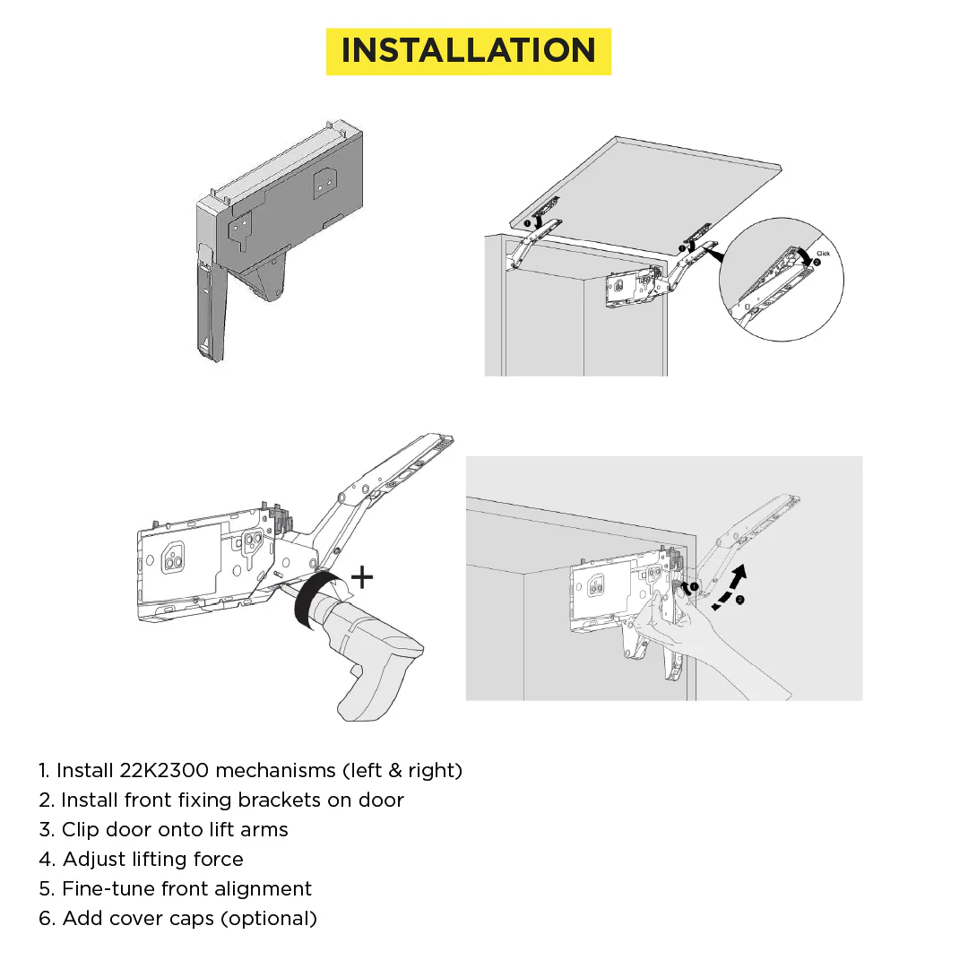 Aventos HK Top Stay Lift, Lift Mechanism (Set), PF=930-2800 (With 2 Pieces), for Screwing On, Suitable For SERVO-DRIVE, Zinc-Coated - Image 4