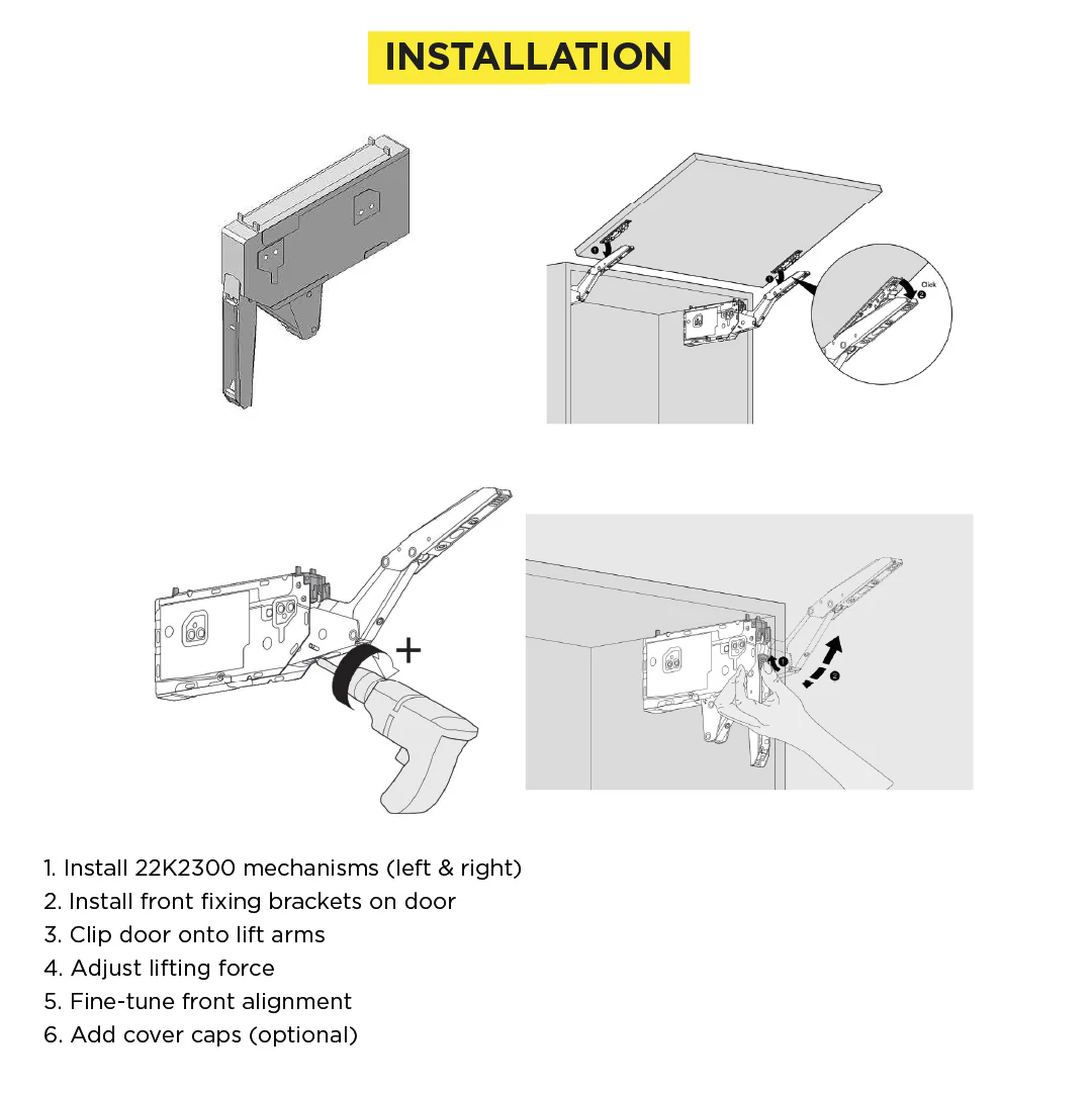 Aventos HK Top Stay Lift, Lift Mechanism (Set), PF=1730-5200 (With 2 Pieces), for Screwing On, Suitable For SERVO-DRIVE, Zinc-Coated - Image 4