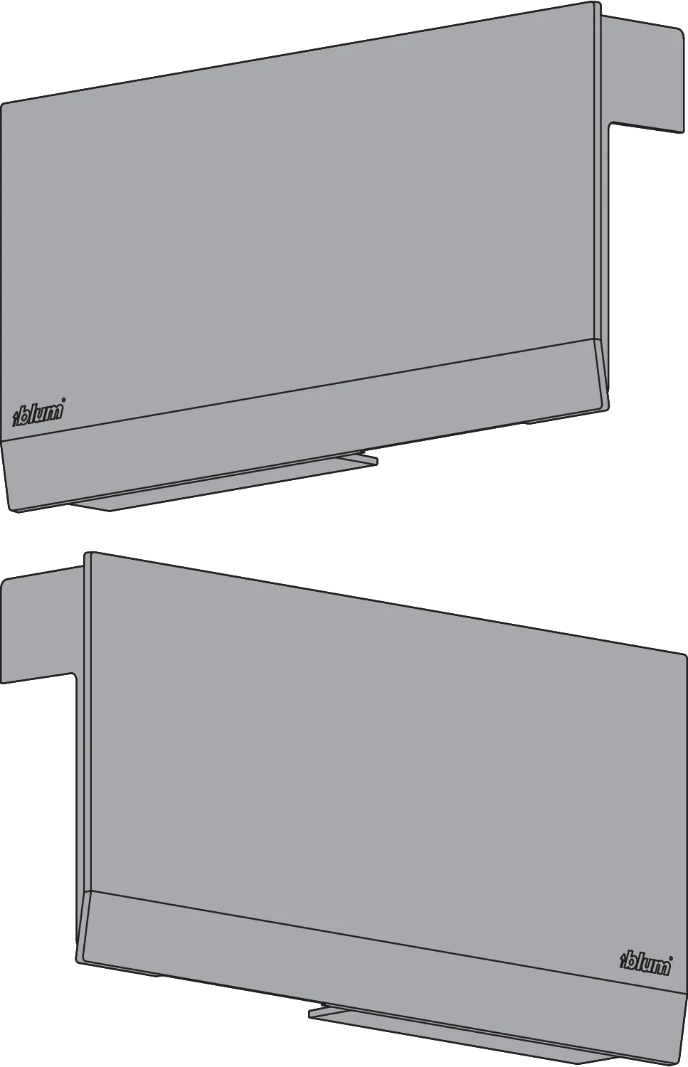Aventos HK Top Stay Lift, Cover Cap Large, Plain, Right+Left, Light Gray/Stainless Steel Brushed