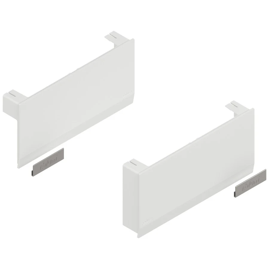 Aventos HK Top Stay Lift, Cover Cap Large, Plain, Right+Left, Silk White/Stainless Steel Brushed