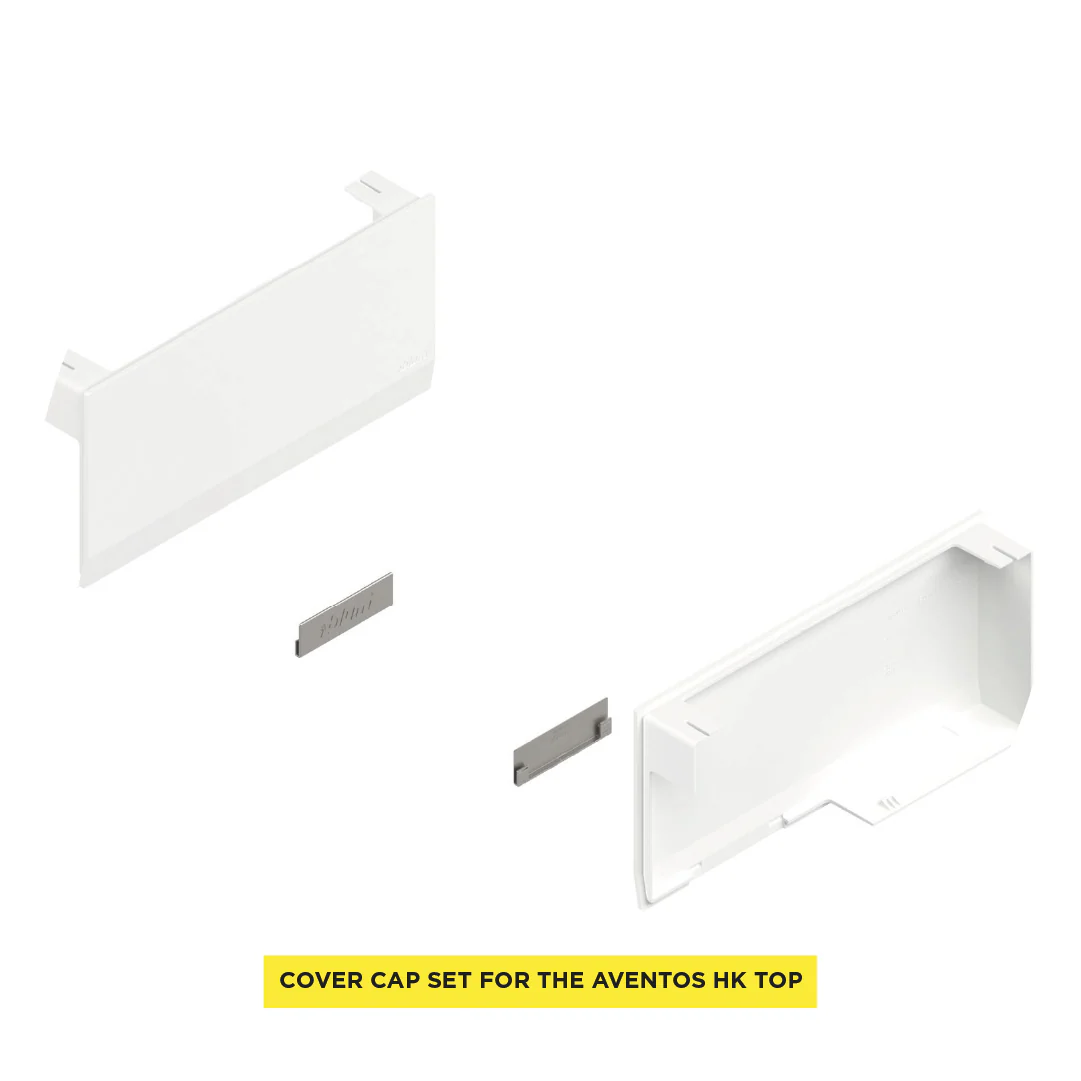 Aventos HK Top Stay Lift, Cover Cap Large, Plain, Right+Left, Silk White/Stainless Steel Brushed - Image 4