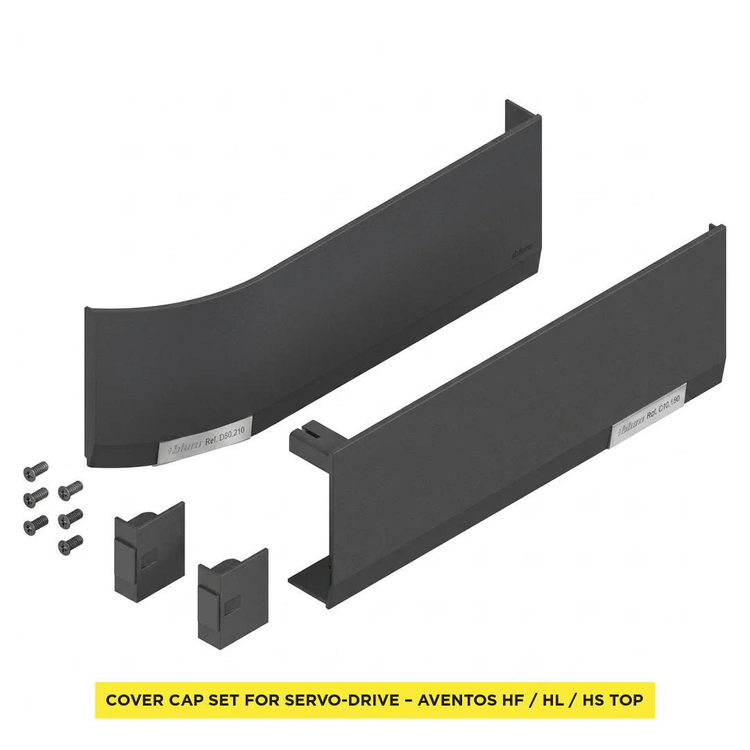 Cover Cap Set Aventos HF/Hs/HL Top, Plain, Right+Left, Suitable For SERVO-DRIVE, Deep Gray/Stainless Steel Brushed - Image 5