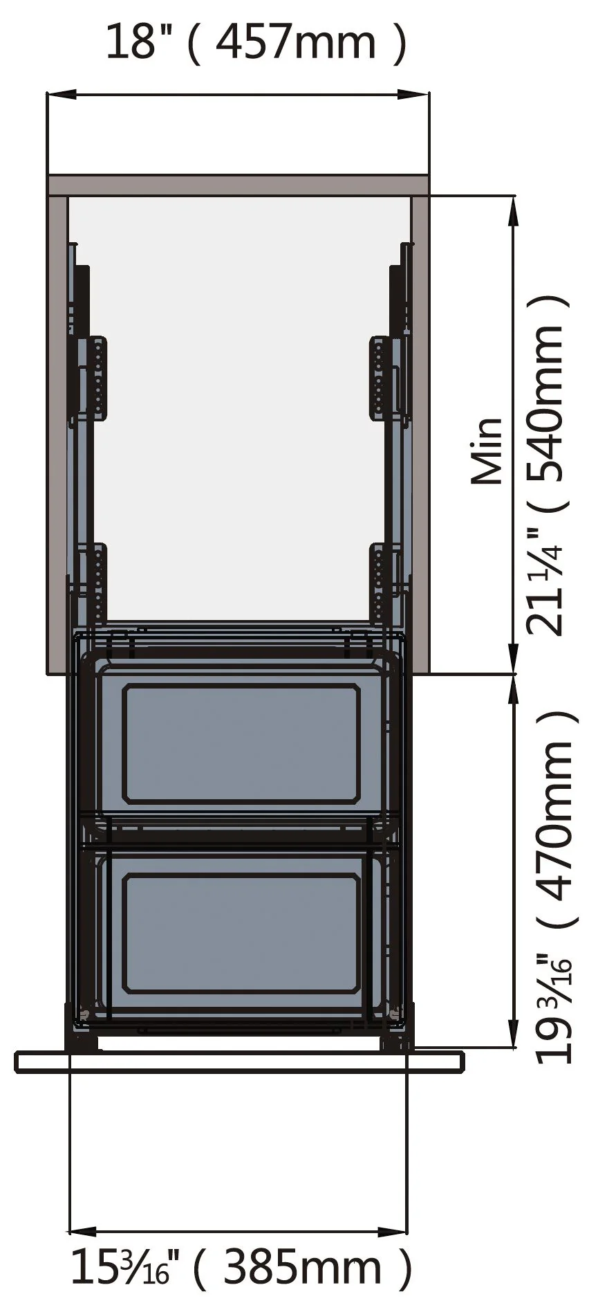 Double Waste Bin 2X28L Soft Close Black - Image 5