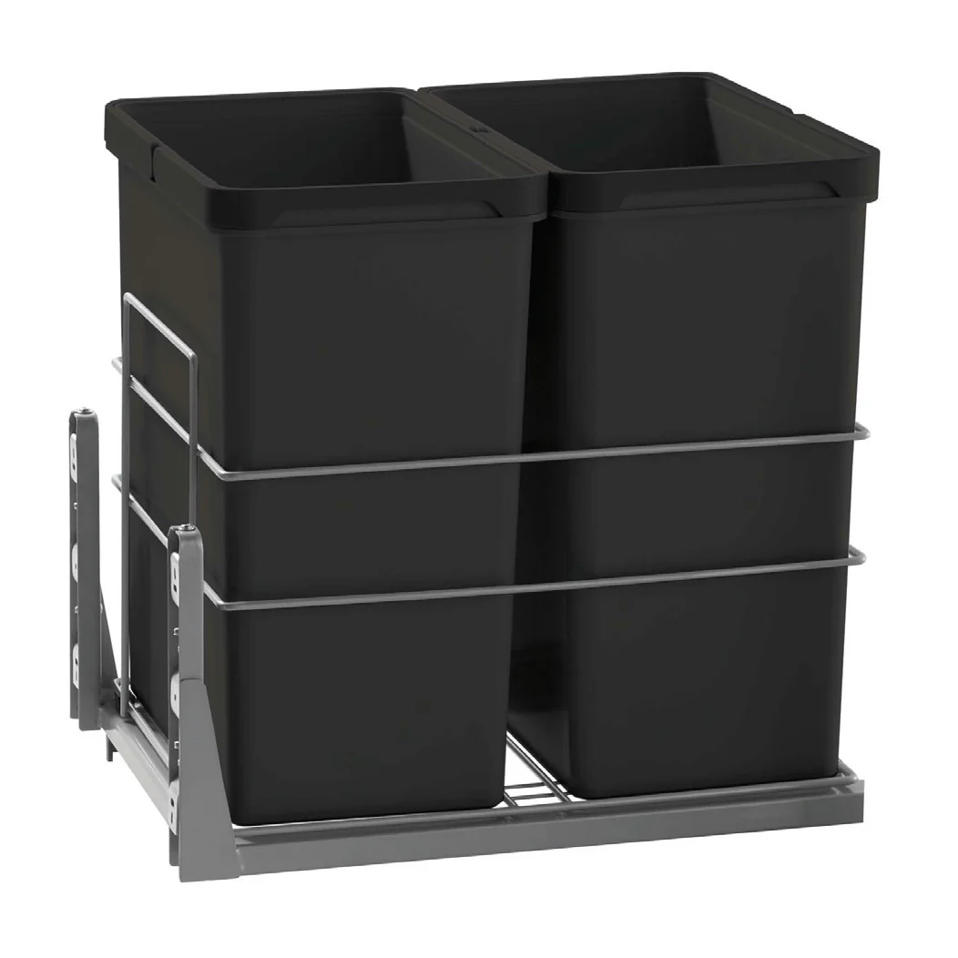 Double Waste Bin 2X28L Soft Close Black - Image 6