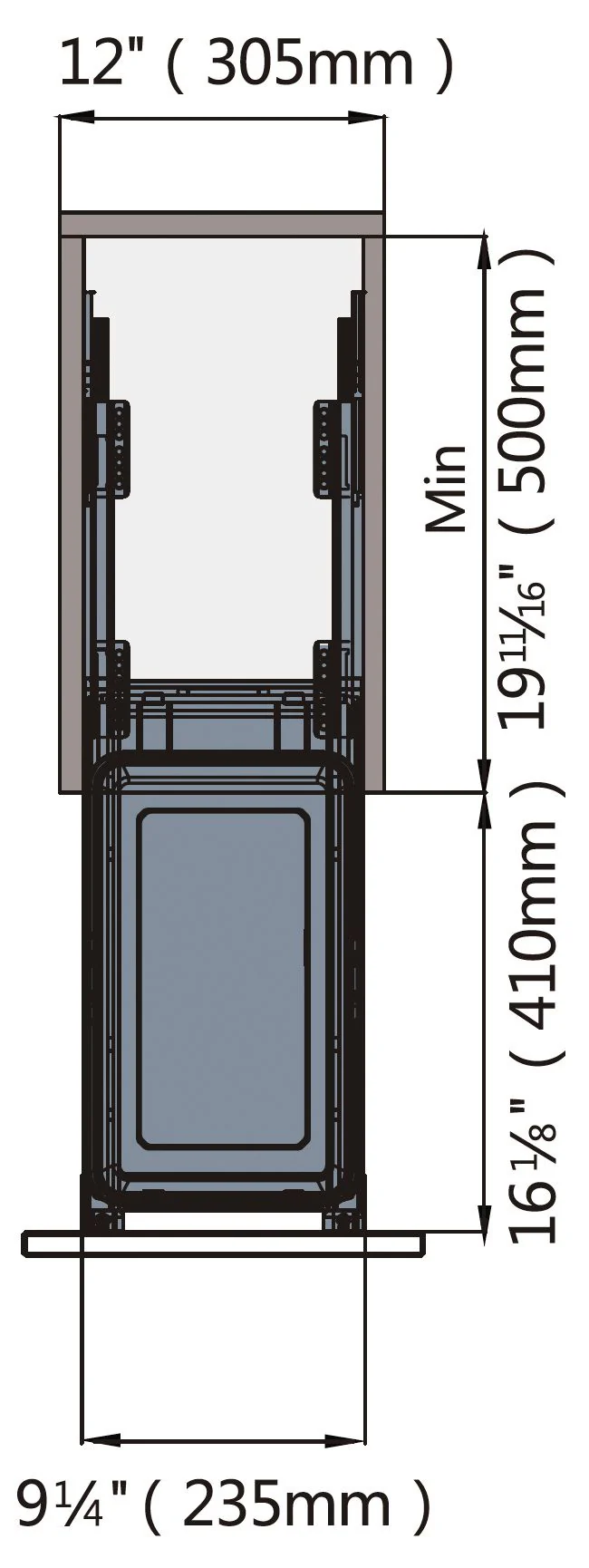 Single Waste Bin 1X28L Soft Close Black - Image 4