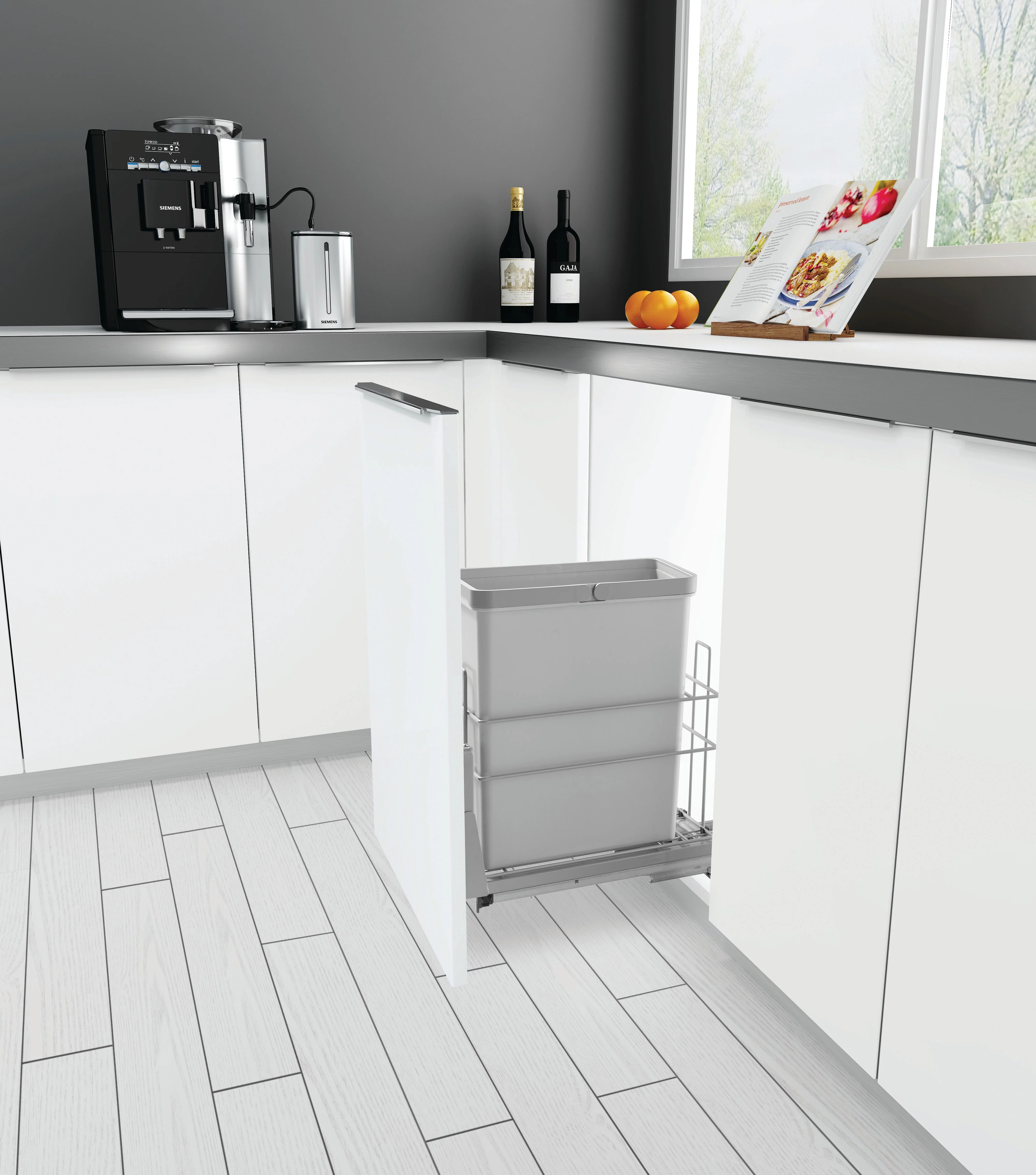 Single Waste Bin 1X28L Soft Close Black - Image 5