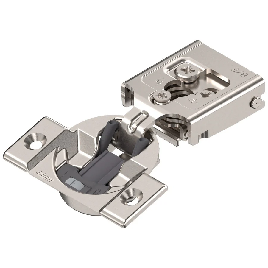 Blum COMPACT CLIP hinge 3/8", 105°, with spring, hinge cup: screw-on, Nickel-plated
