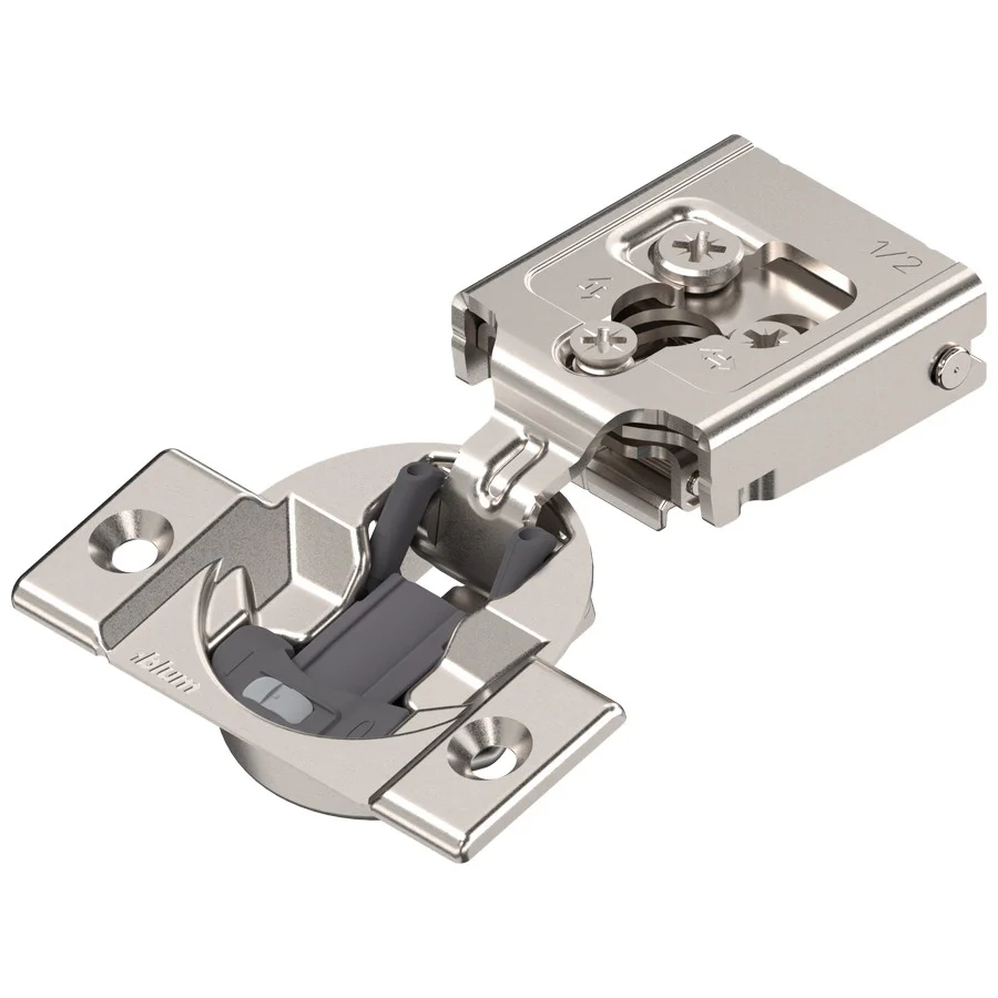 Blum COMPACT CLIP hinge 1/2", 105°, with spring, hinge cup: screw-on, Nickel-plated