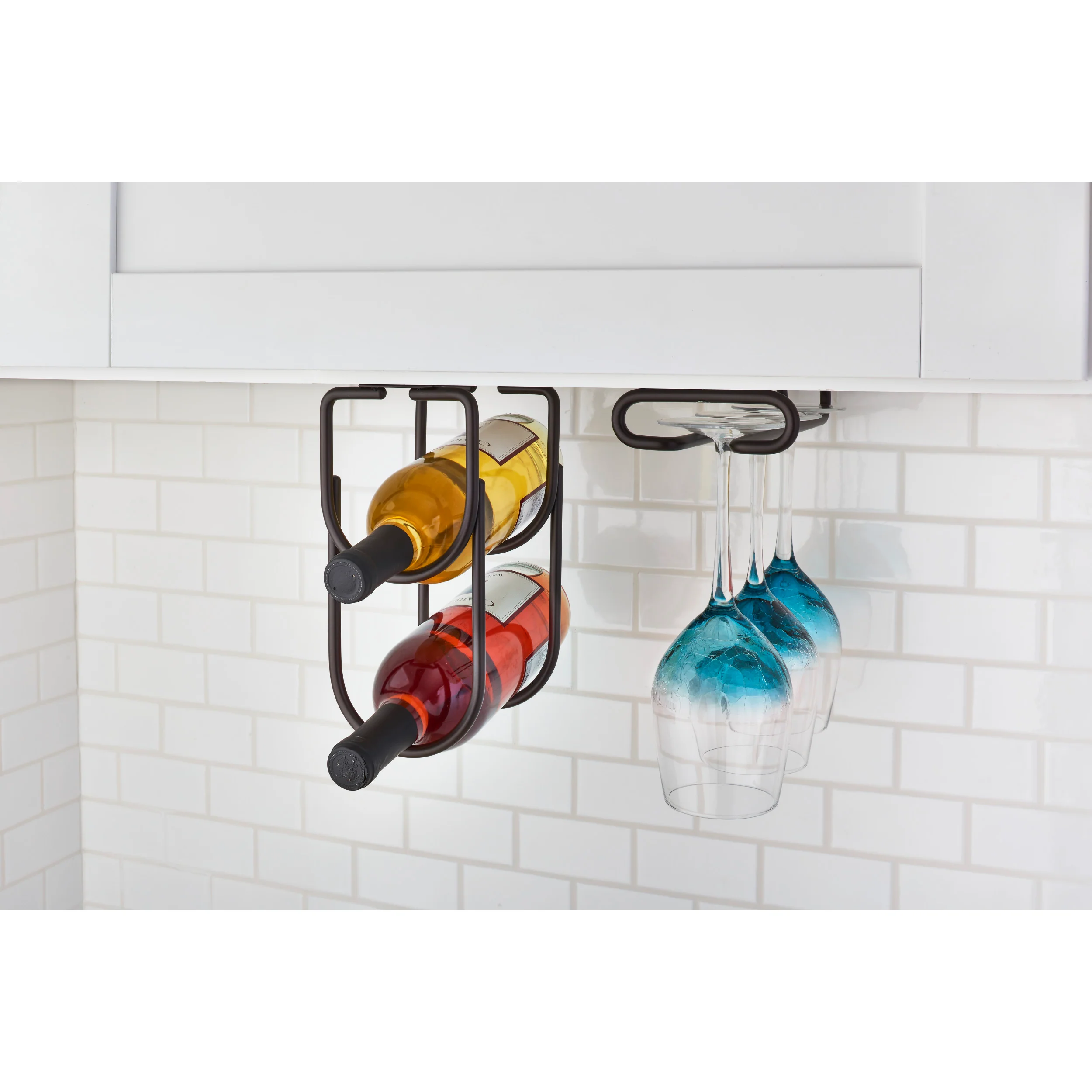 Oil Rubbed Bronze Under Cab Dbl Wine Bottle Holder Oil Rubbed Bronze 4.25 in (108 mm) W x 9 in (229 mm) D x 9 in (229 mm) H - Image 2