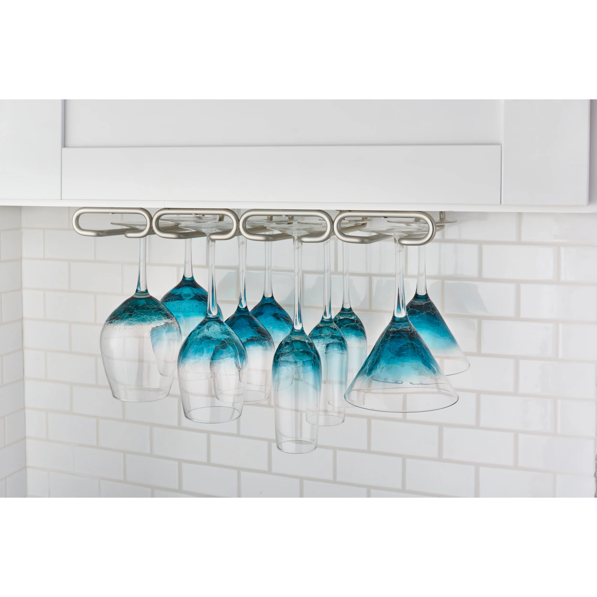 11 in Satin Nickel Under Cab Quad Stemware Holder Satin Nickel  17 in (432 mm) W x 11 in (279 mm) D x 1.5 in (38 mm) H - Image 2