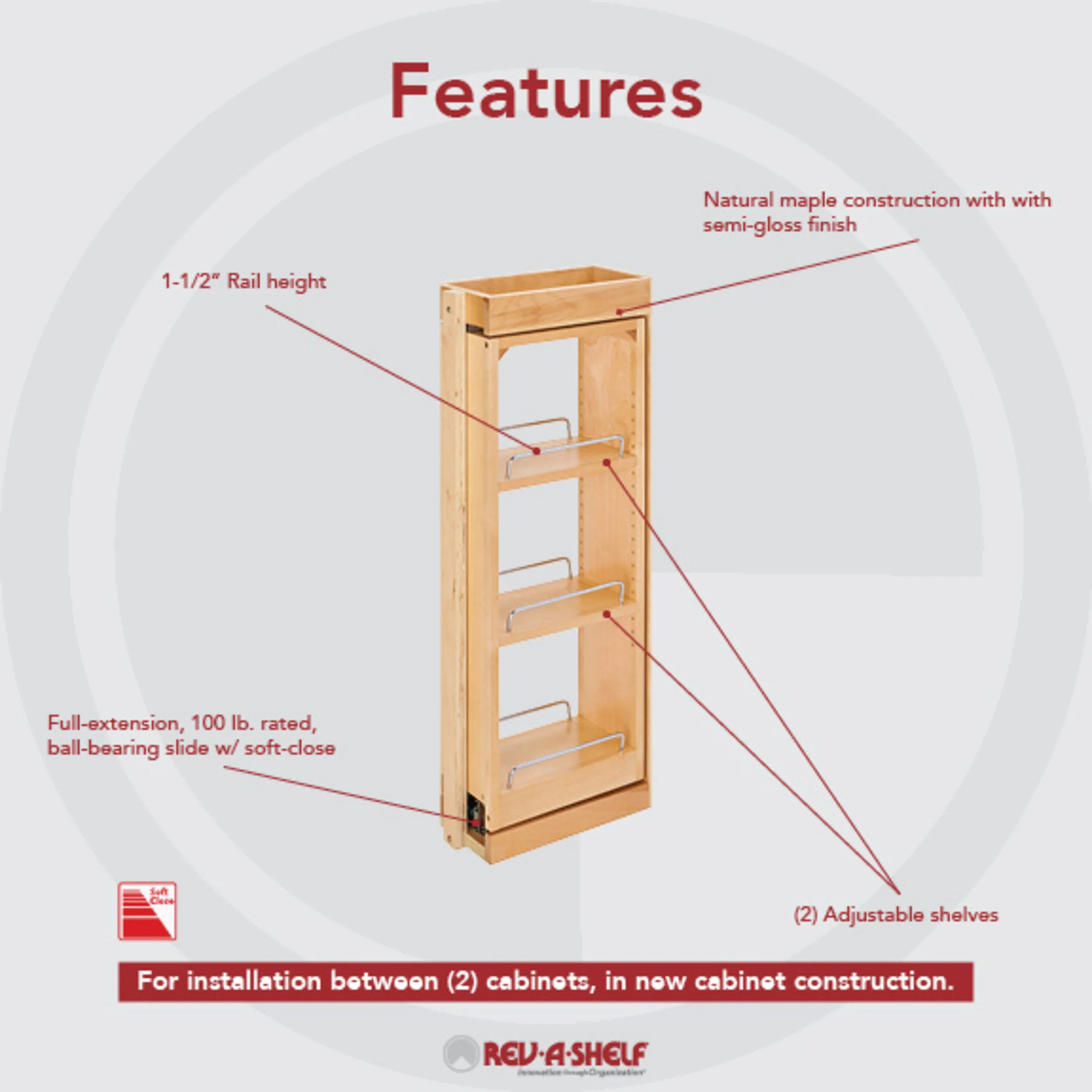 6 in. W x 30 in. H Pull-Out Between Cabinet Wall Filler w/Soft-Close Natural 6 in (152 mm) W x 11.13 in (283 mm) D x 30 in (762 mm) H