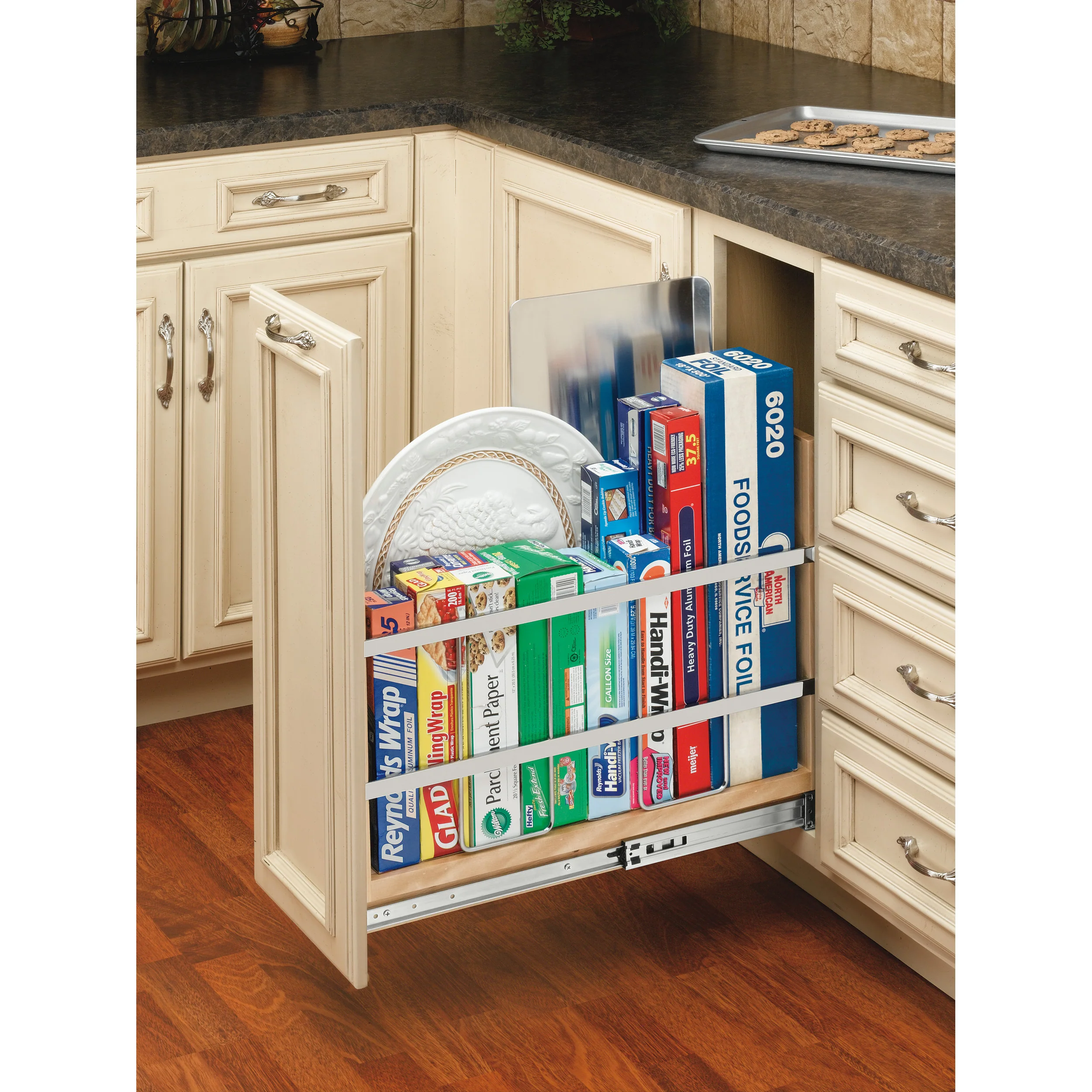 8 in Tray Divider, Foil & Wrap Organizer Soft-Close Natural  8 in (203 mm) W x 21.66 in (550 mm) D x 19.5 in (495 mm) H - Image 3