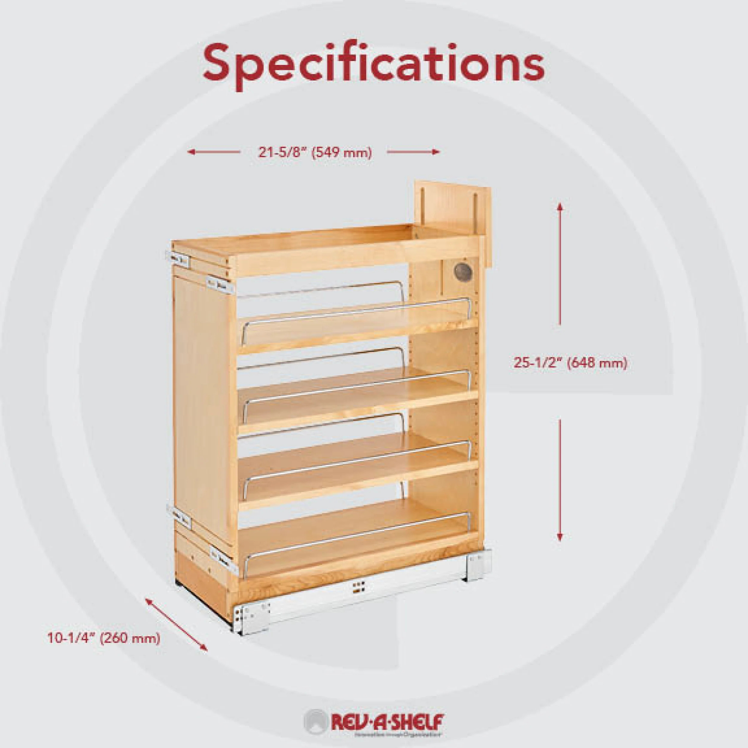 9 in Base Cabinet Organizer Soft-Close Natural 10.25 in (260 mm) W x 21.63 in (549 mm) D x 25.5 in (648 mm) H - Image 4