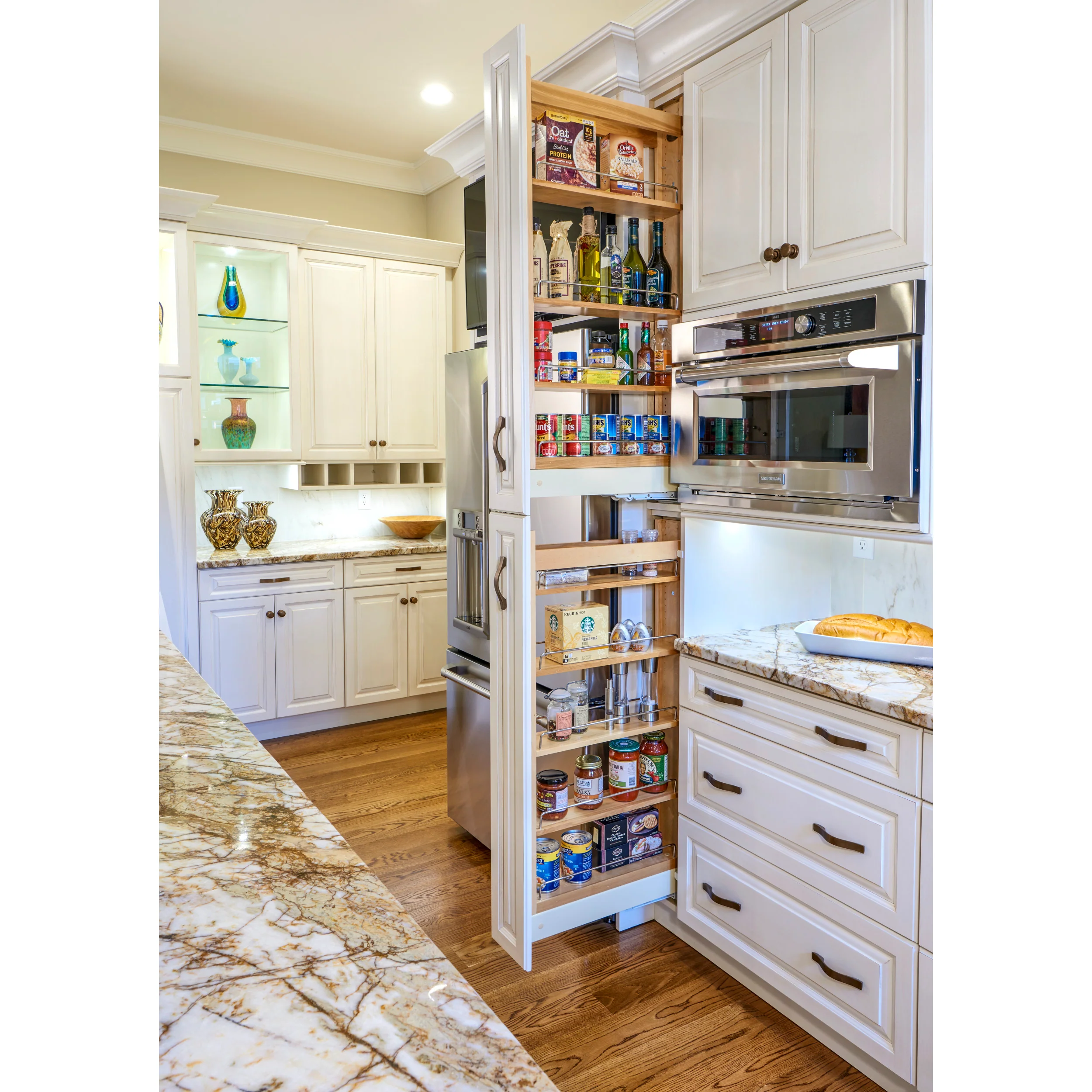 8 in W x 43 in H Wood Pantry Pullout Soft Close Natural 8 in (203 mm) W x 22 in (559 mm) D x 43.25 in (1099 mm) H - Image 3