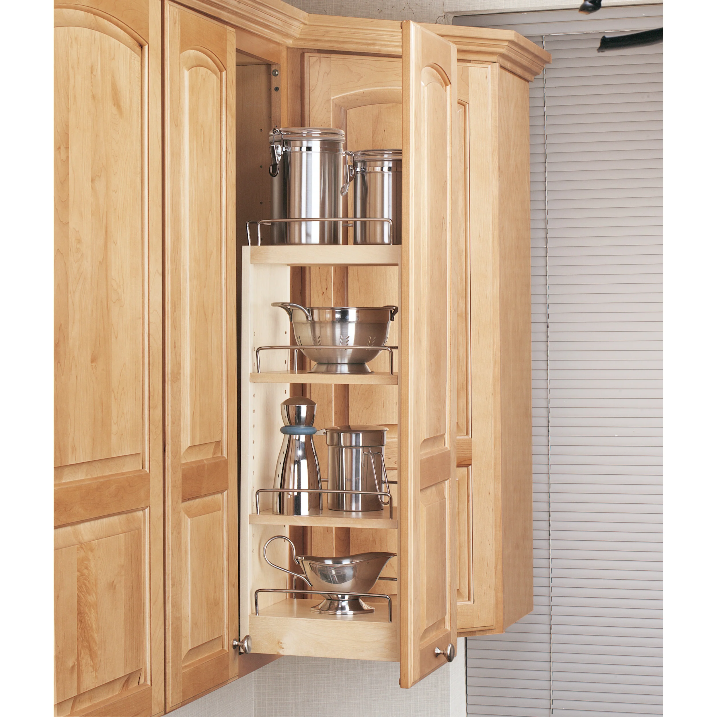 8 in Wood Pull Out Wall Cabinet Organizer Natural 8 in (203 mm) W x 10.75 in (273 mm) D x 26.25 in (667 mm) H - Image 3