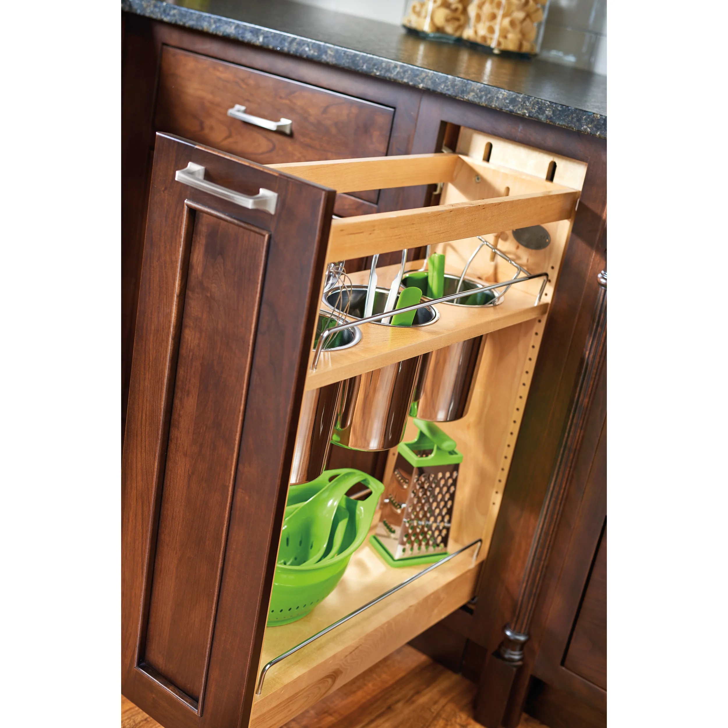 8 in Base Cabinet Organizer w/ 3 Utensil Bins Natural 8.75 in (222 mm) W x 21.63 in (549 mm) D x 25.5 in (648 mm) H - Image 4