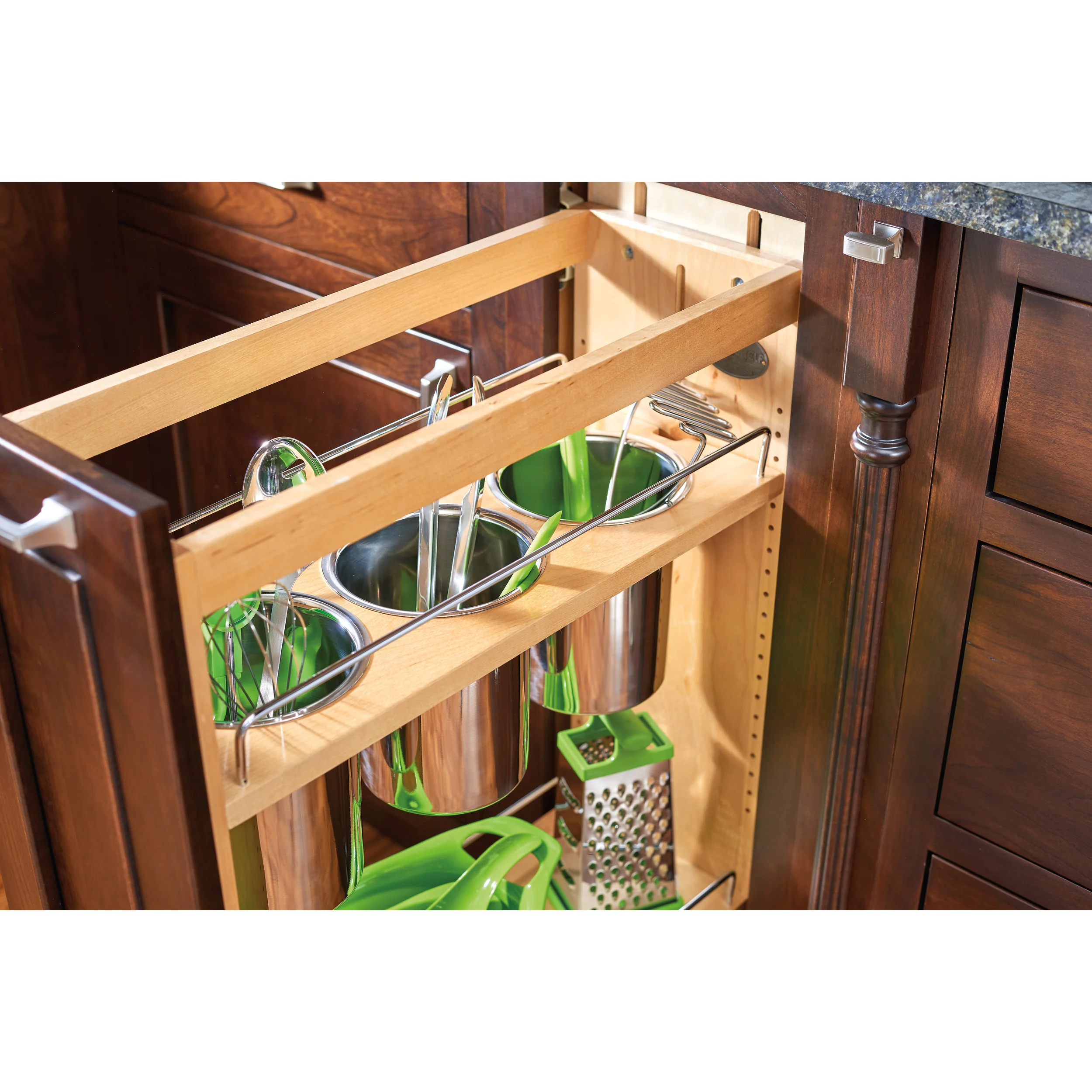 8 in Base Cabinet Organizer w/ 3 Utensil Bins Natural 8.75 in (222 mm) W x 21.63 in (549 mm) D x 25.5 in (648 mm) H - Image 6