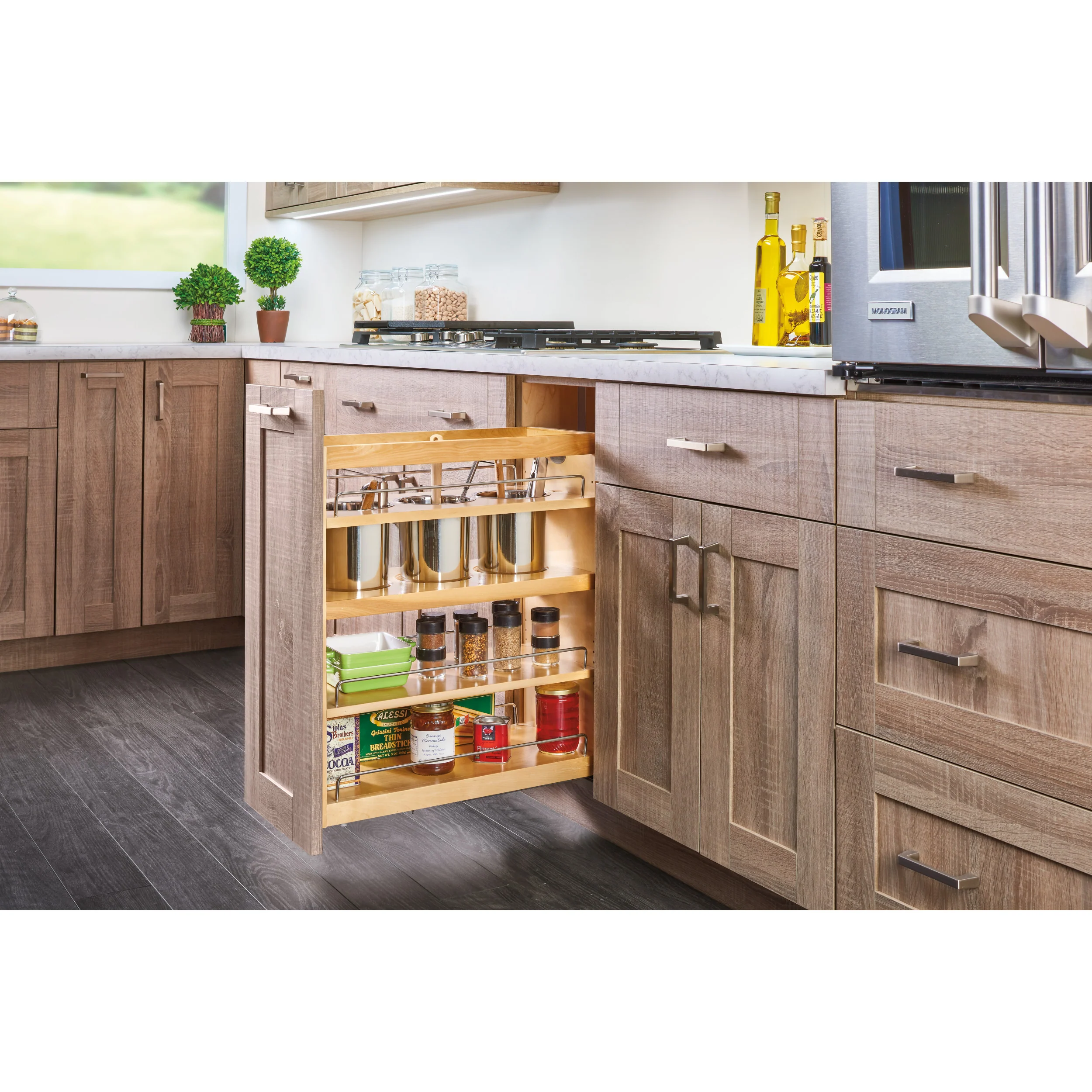 7.5 in Base Cabinet Organizer w/ 3 Utensil Bins Natural 7.5 in (191 mm) W x 21.81 in (554 mm) D x 25.25 in (641 mm) H - Image 4