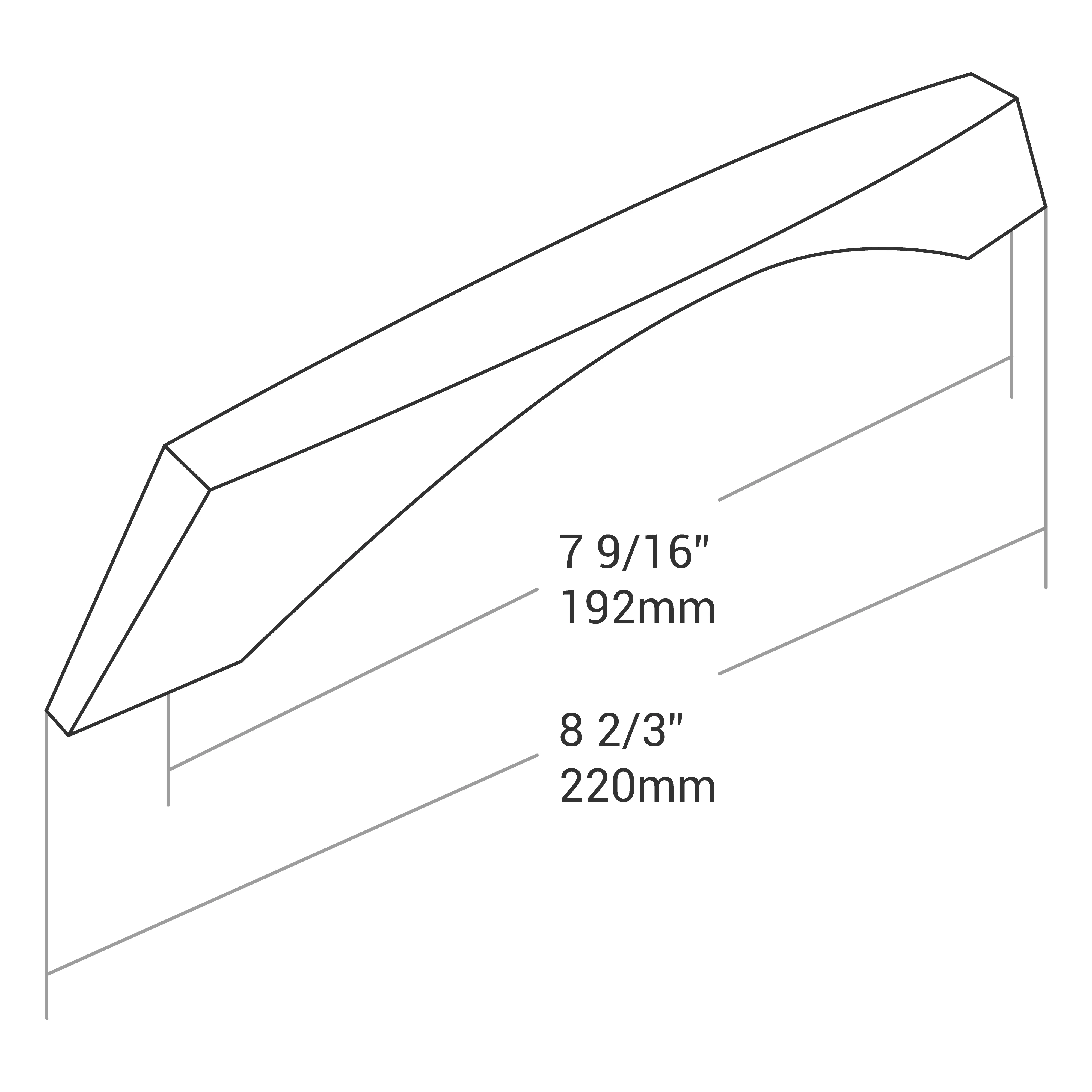 Handle Zinc C/C 192mm, O/A 220mm Brush Ni