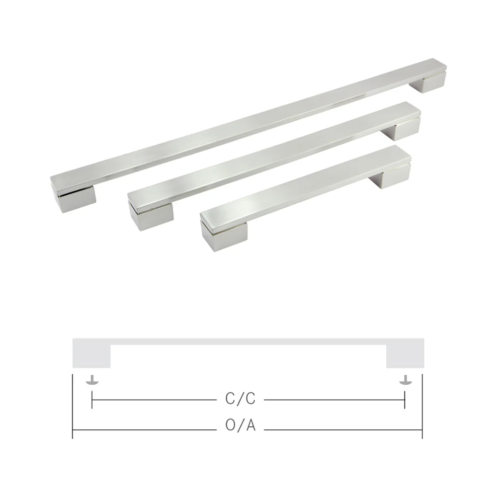 Handle Square C/C 160mm O/A 189mm Brush Ni