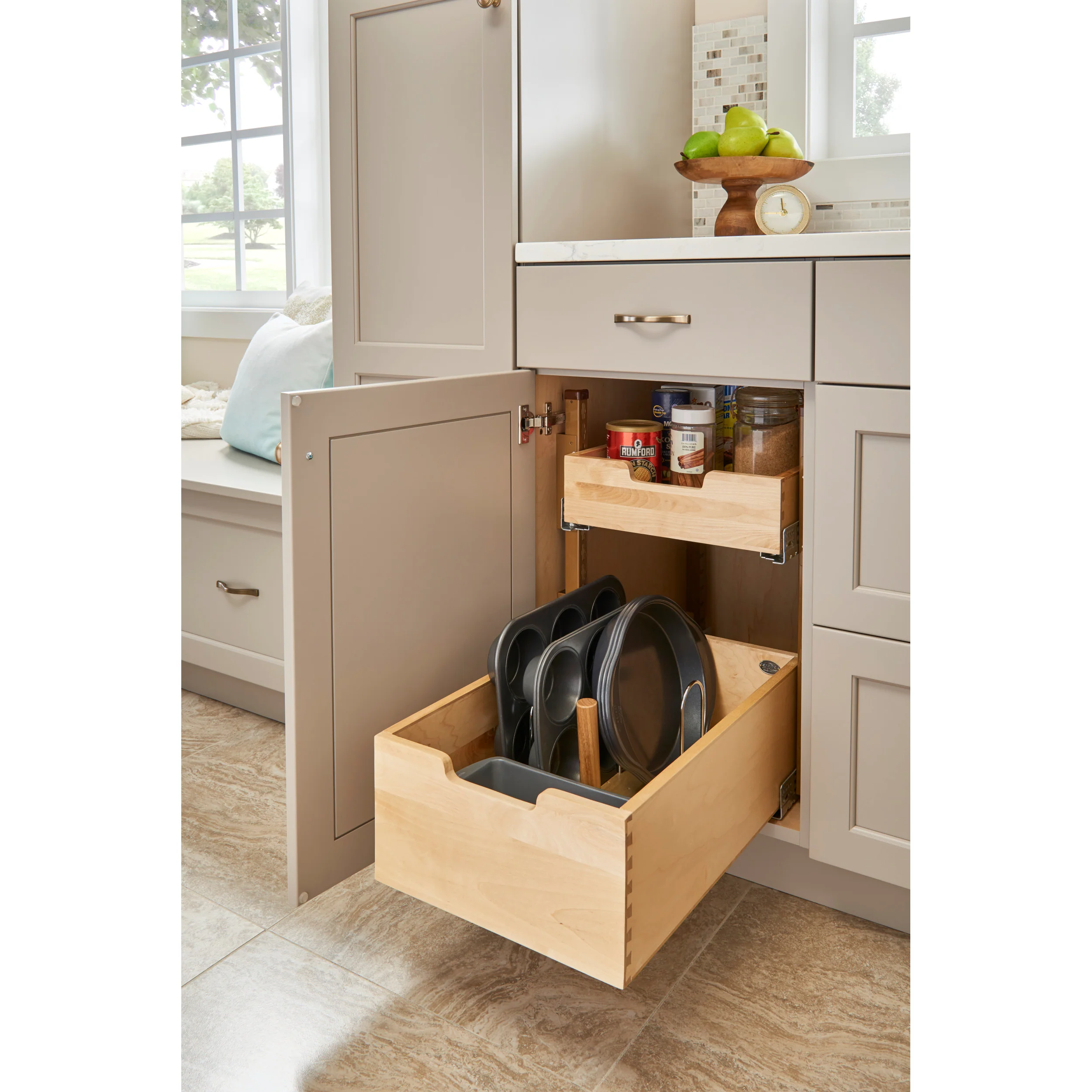 Base Cabinet Pull Out Wood Drawer Pilaster System (16" - 16-1/2" W x 21-17/32" D x 19-5/8" H) - Image 6
