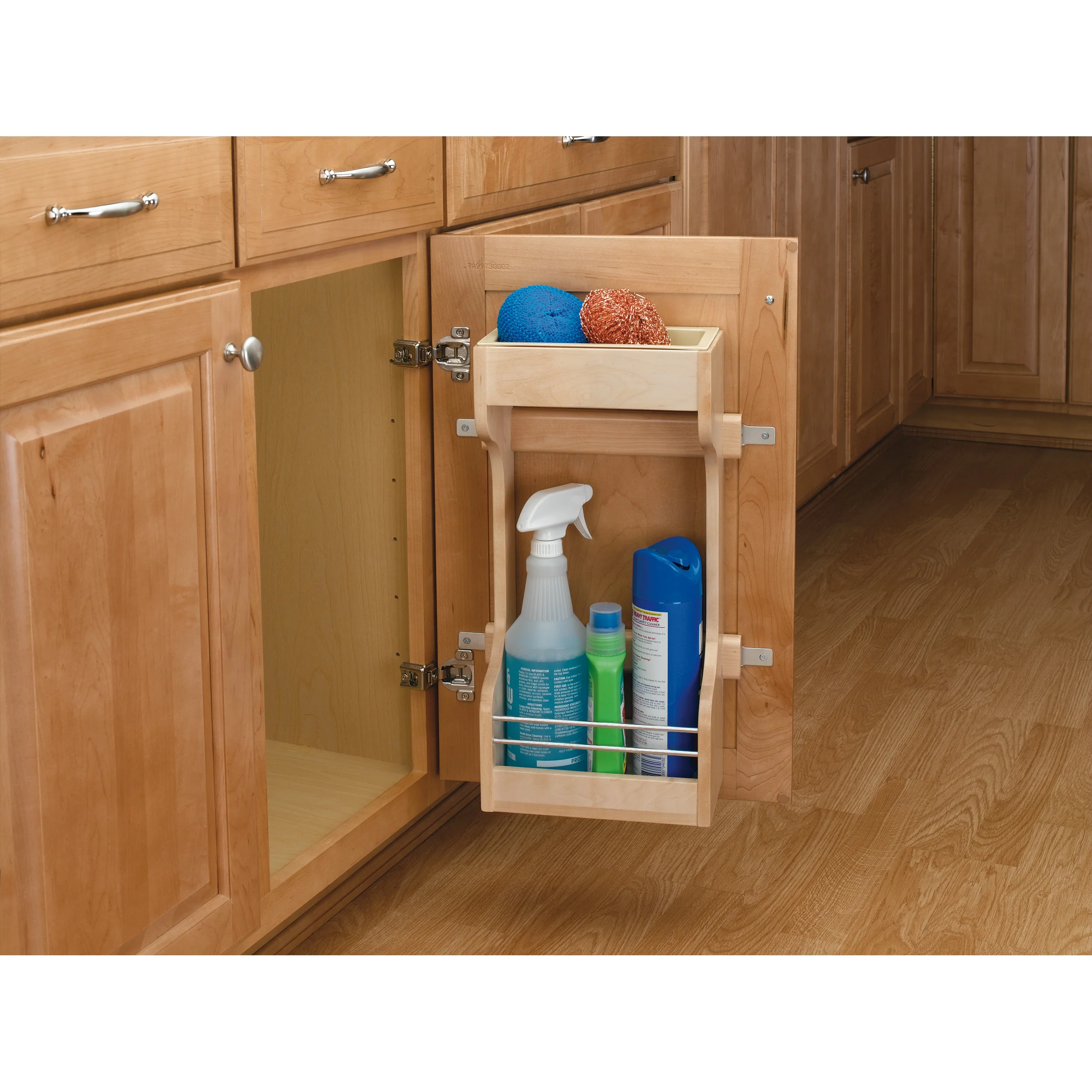 Door mount Wood Sink Base Organizer Natural for 36". 13.5 in (343 mm) W x 5 in (127 mm) D x 18.5 in (470 mm) H - Image 2
