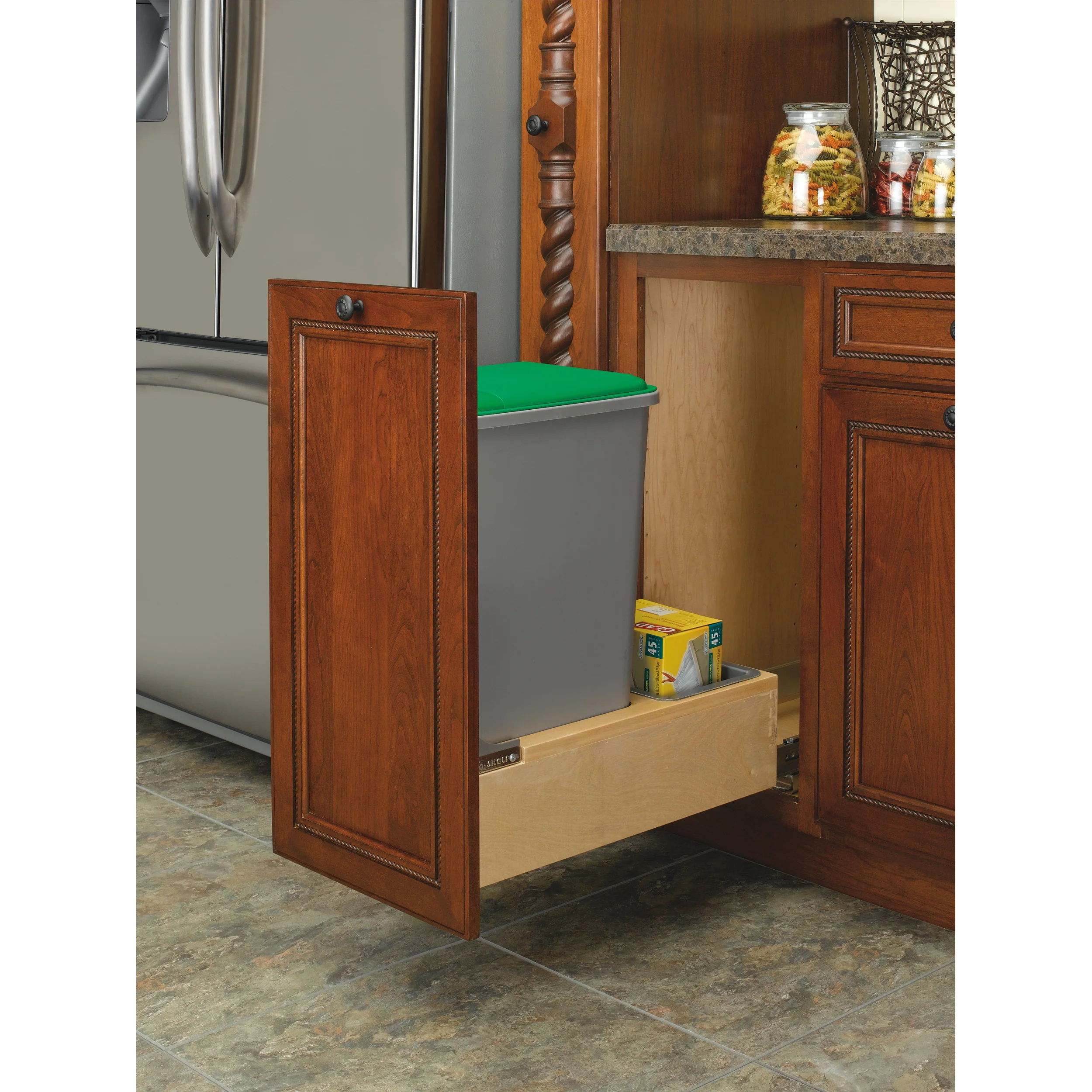 50 Qrt Pull-Out Waste Container Natural 12 in (305 mm) W x 21.75 in (552 mm) D x 23.19 in (589 mm) H - Image 4