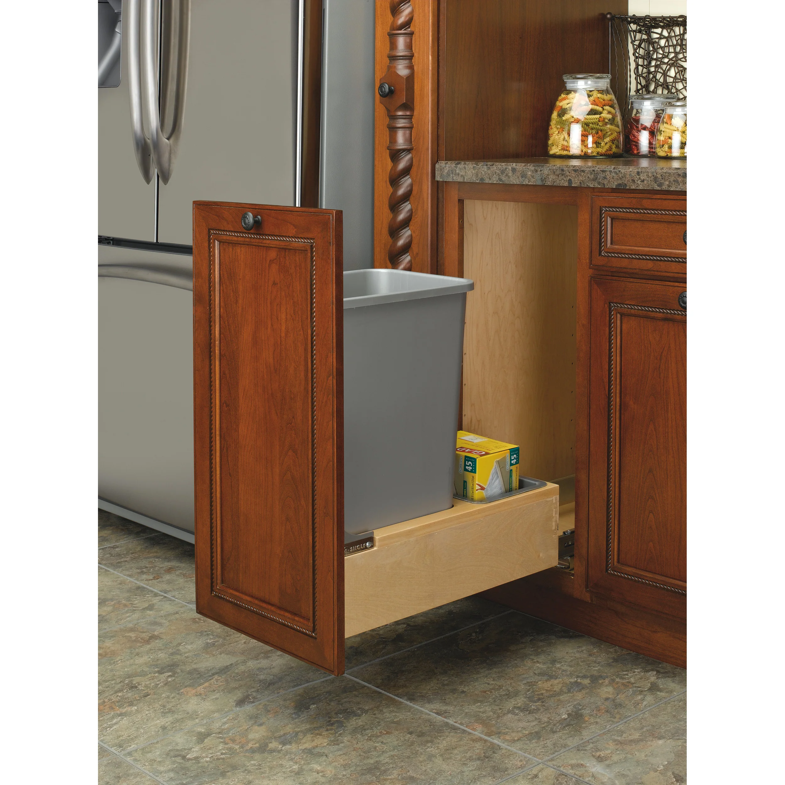 50 Qrt Pull-Out Waste Container Natural 12 in (305 mm) W x 21.75 in (552 mm) D x 23.19 in (589 mm) H - Image 5