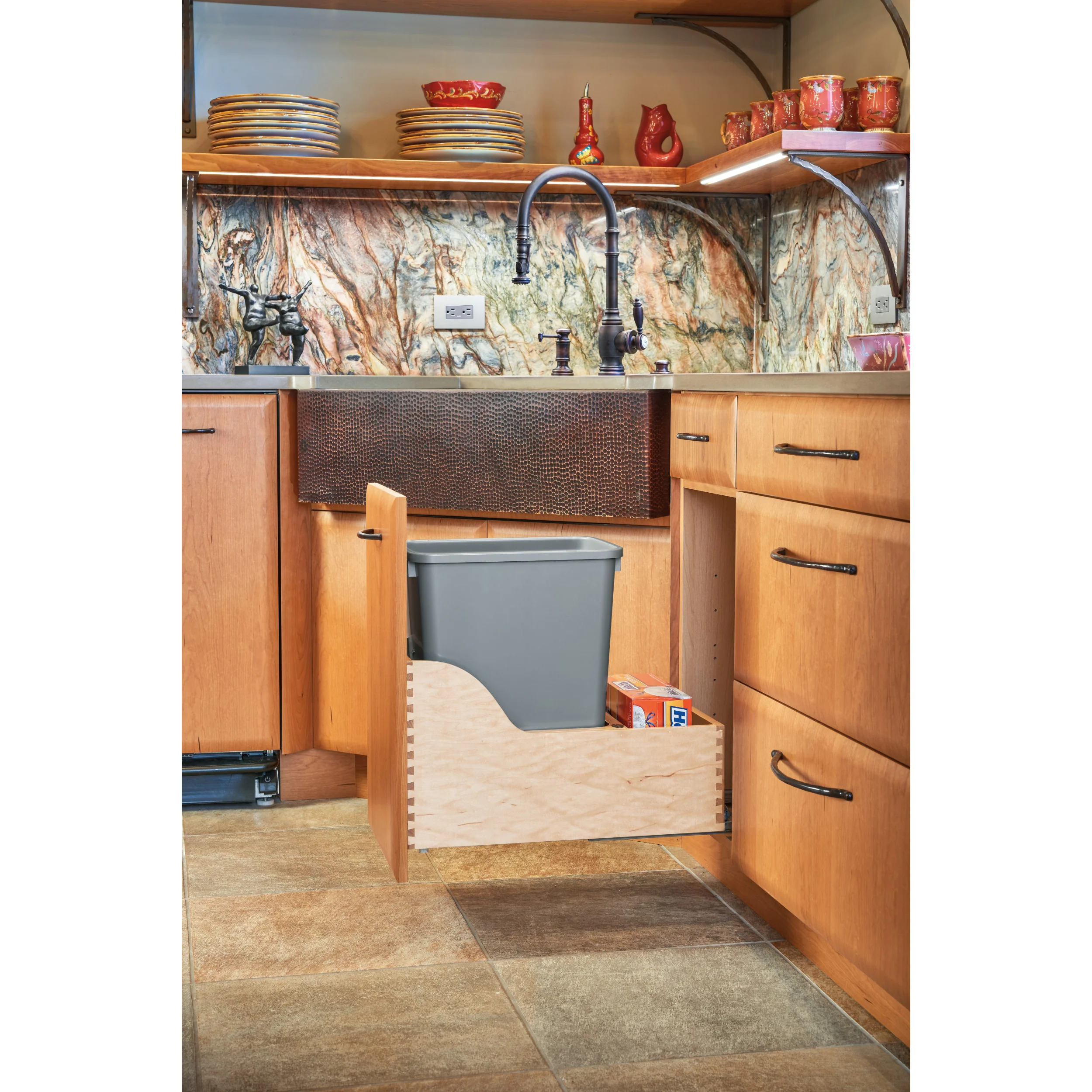 35 Qrt Pull-Out Waste Container Natural 12 in (305 mm) W x 21.67 in (550 mm) D x 19.5 in (495 mm) H - Image 2