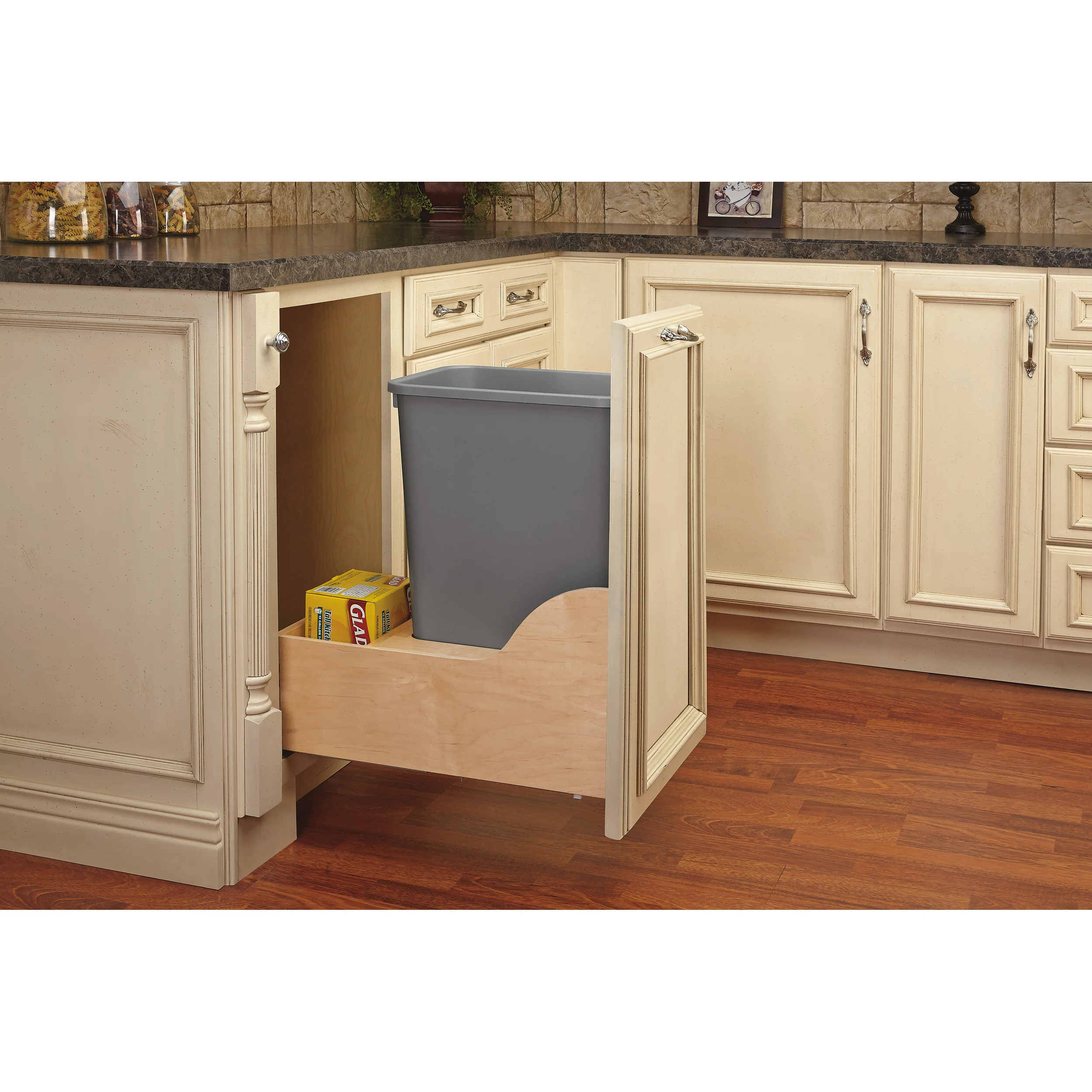 50 Qrt Pull-Out Waste Container Natural 12 in (305 mm) W x 21.75 in (552 mm) D x 23.38 in (594 mm) H - Image 2