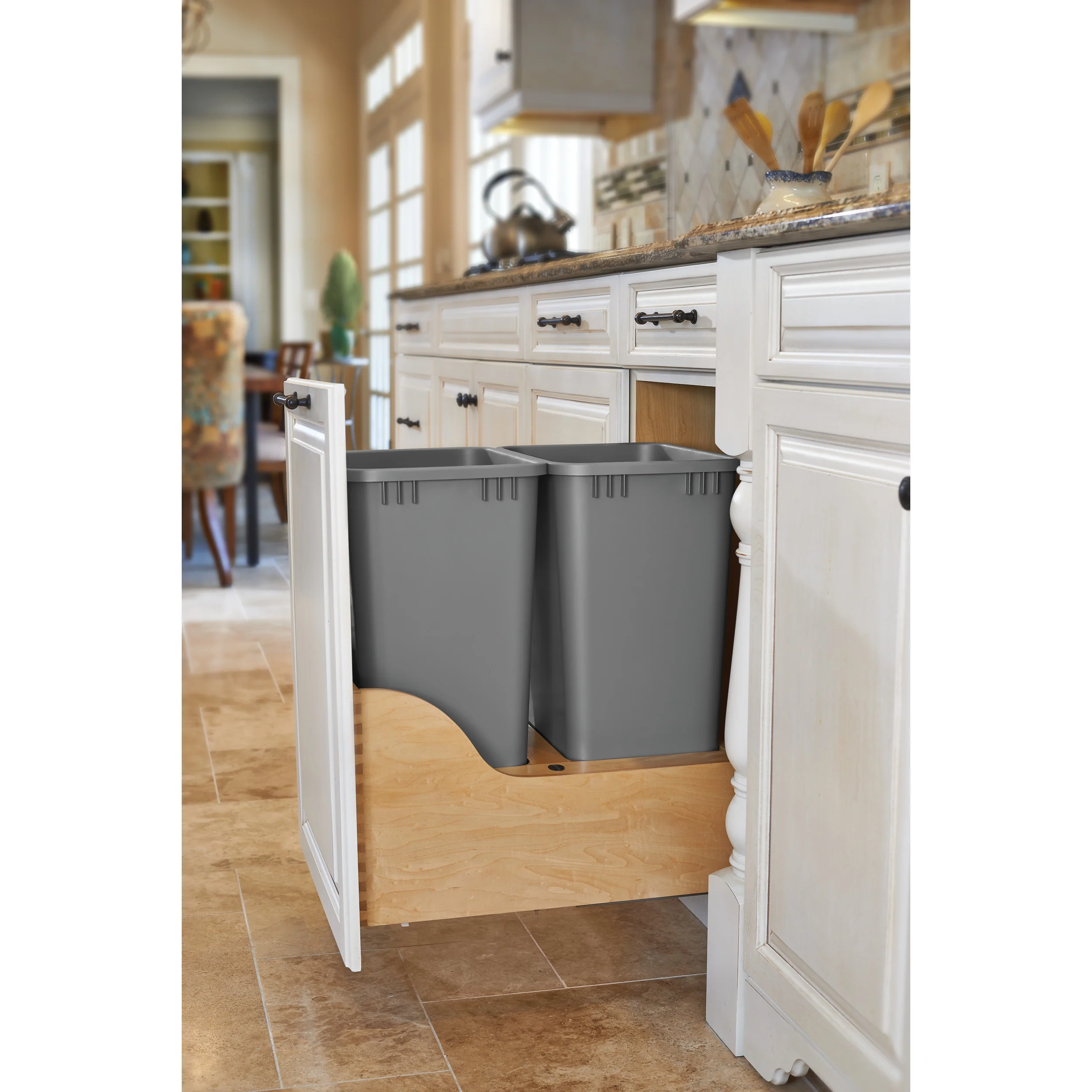 Servo Double 35 Qrt Pull-Out Waste Container Natural 15 in (381 mm) W x 22.5 in (572 mm) D x 23.38 in (594 mm) H - Image 2