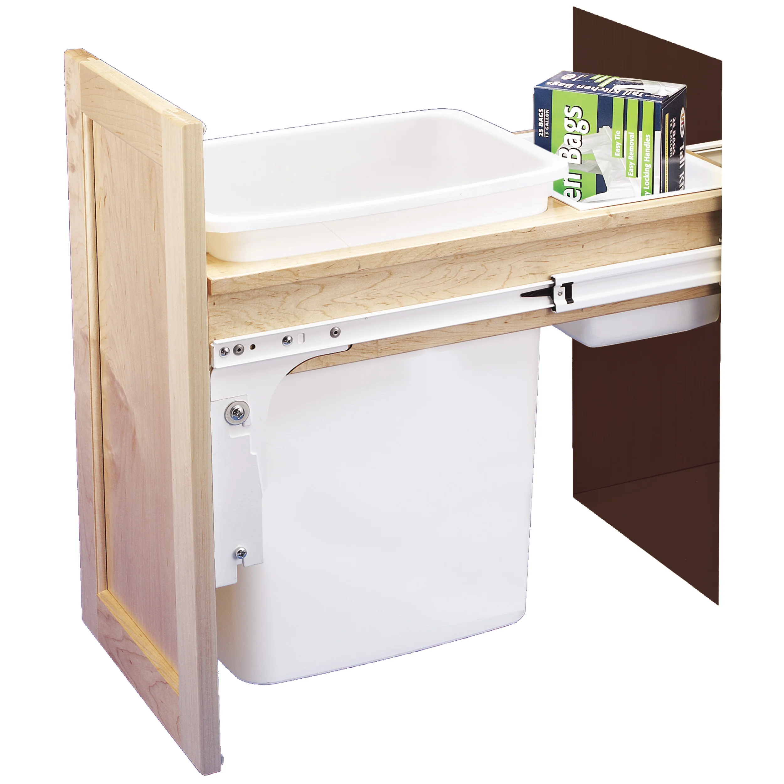 35 Qrt Top mount Waste Container (Full-access) Natural 13.5 in (343 mm) W x 22.75 in (578 mm) D x 17.88 in (454 mm) H