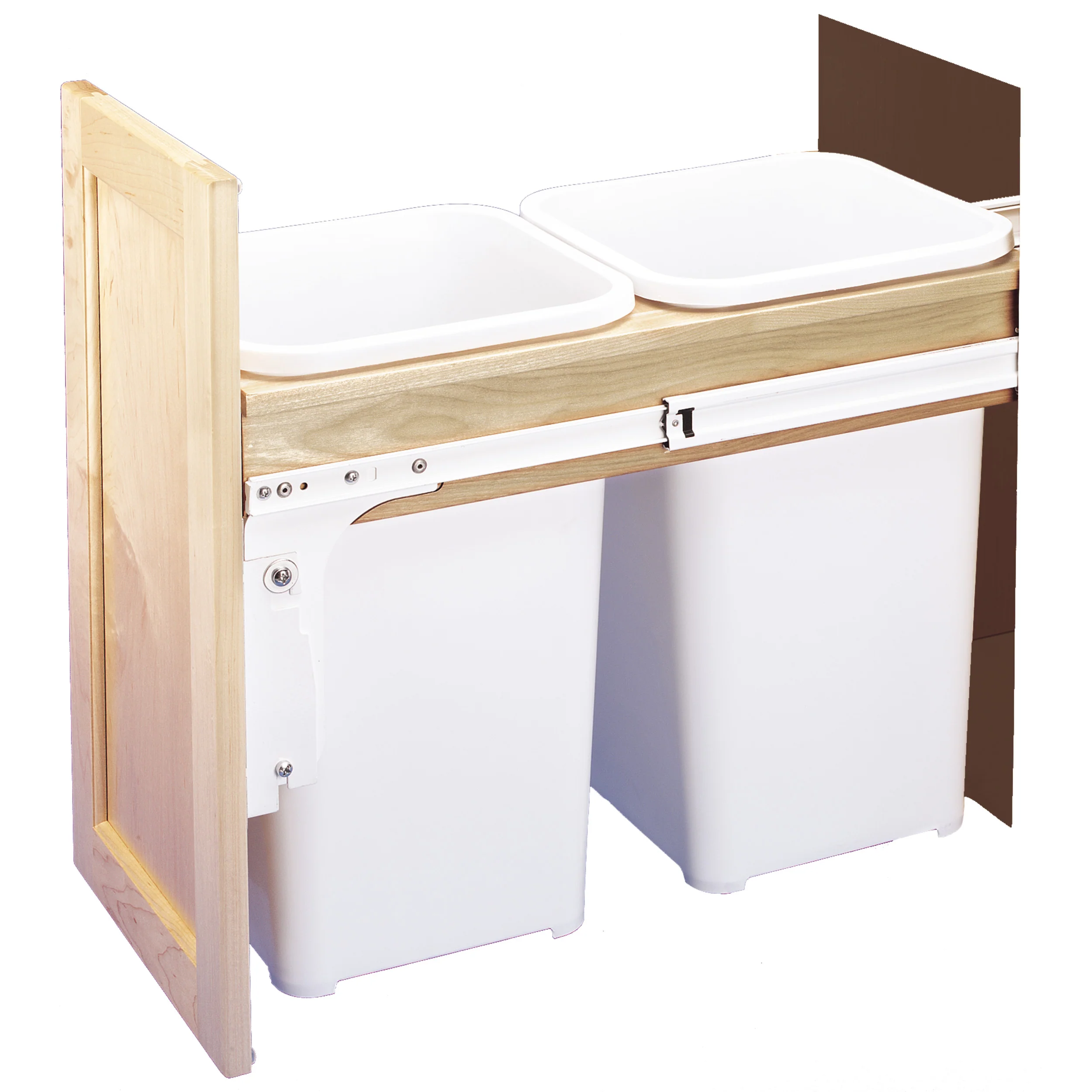 Double 27 Qrt Top mount Waste Container (1-5/8" faceframe) Natural 11.75 in (298 mm) W x 23.25 in (591 mm) D x 17.88 in (454 mm) H - Image 2