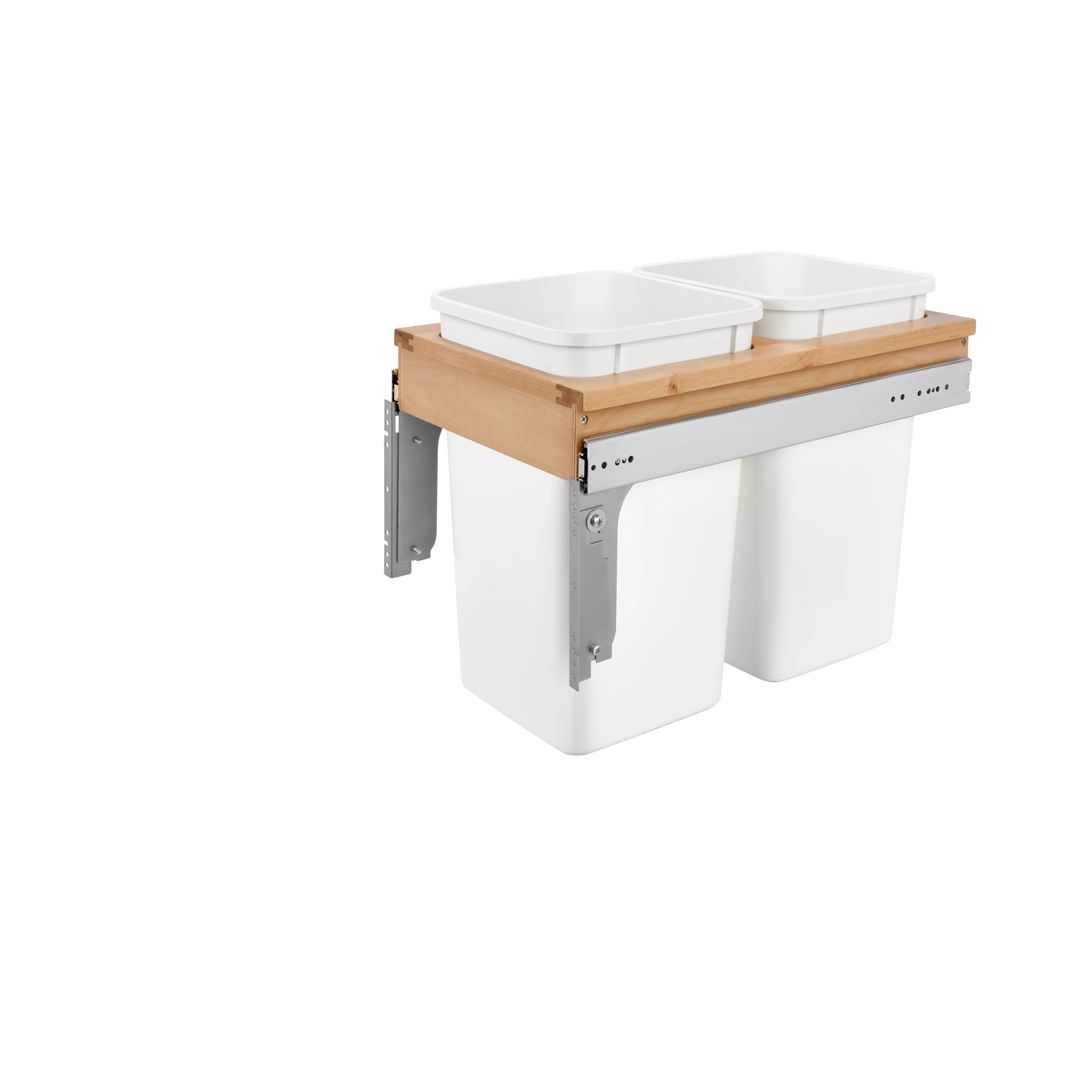 Double 27 Qrt Top mount Waste Container (Full-access) Natural  13.5 in (343 mm) W x 23.25 in (591 mm) D x 17.75 in (451 mm) H - Image 5