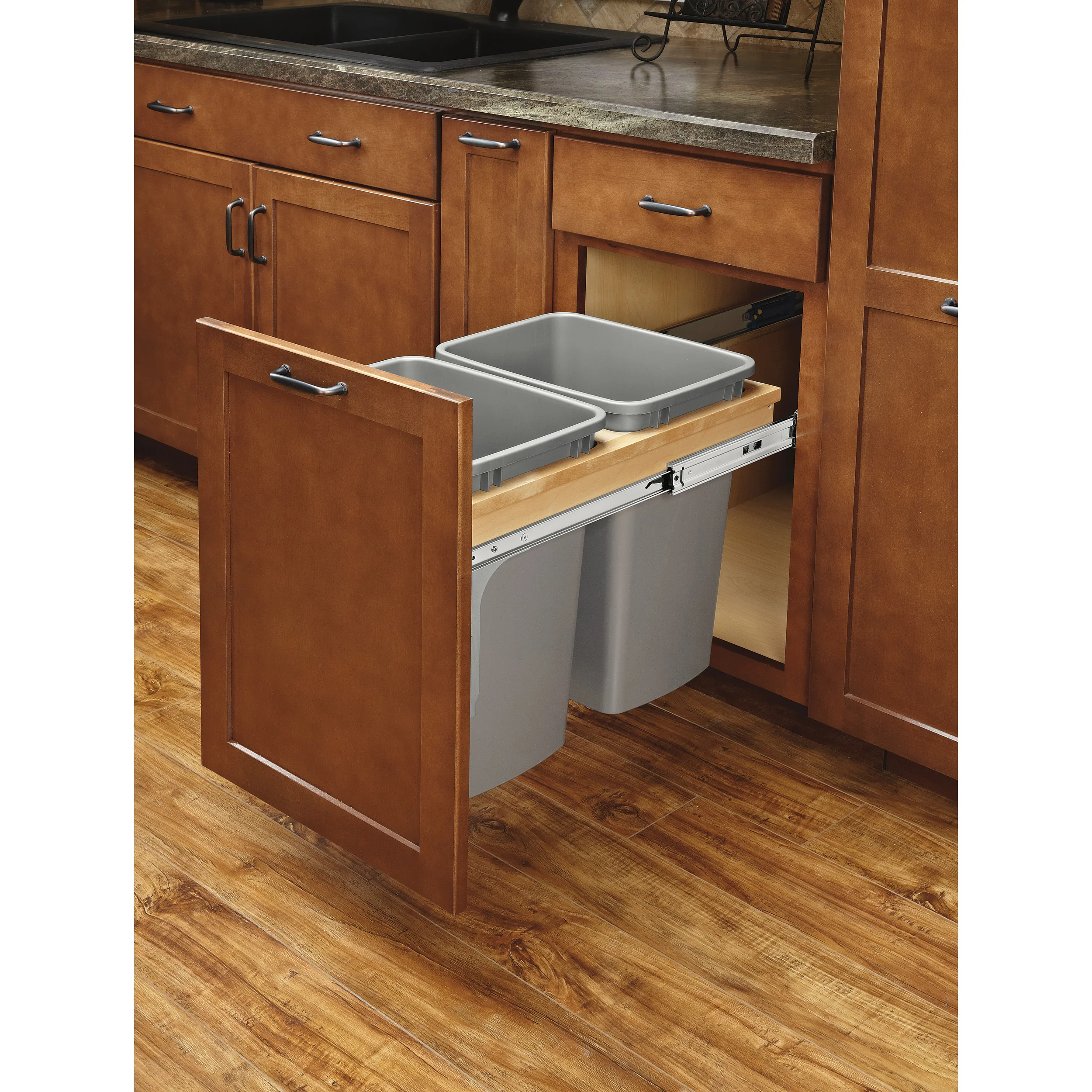 Double 35 Qrt Top mount Waste Container w/Soft-Close (1-1/2" faceframe) Natural 15 in (381 mm) W x 22.75 in (578 mm) D x 17.88 in (454 mm) H - Image 2
