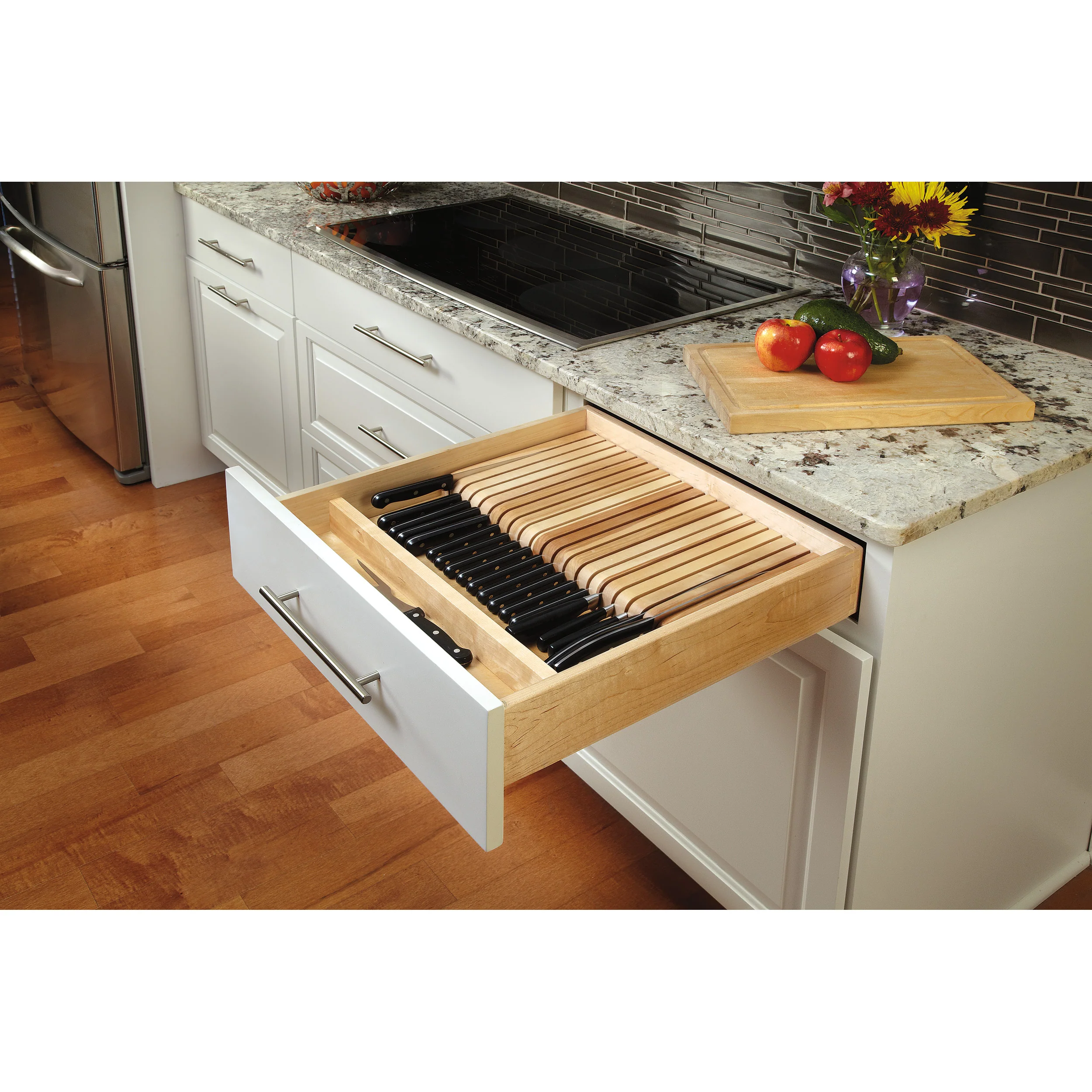 Knife Block Drawer Insert-Wood Natural  18.5 in (470 mm) W x 22 in (559 mm) D x 2.38 in (60 mm) H - Image 4