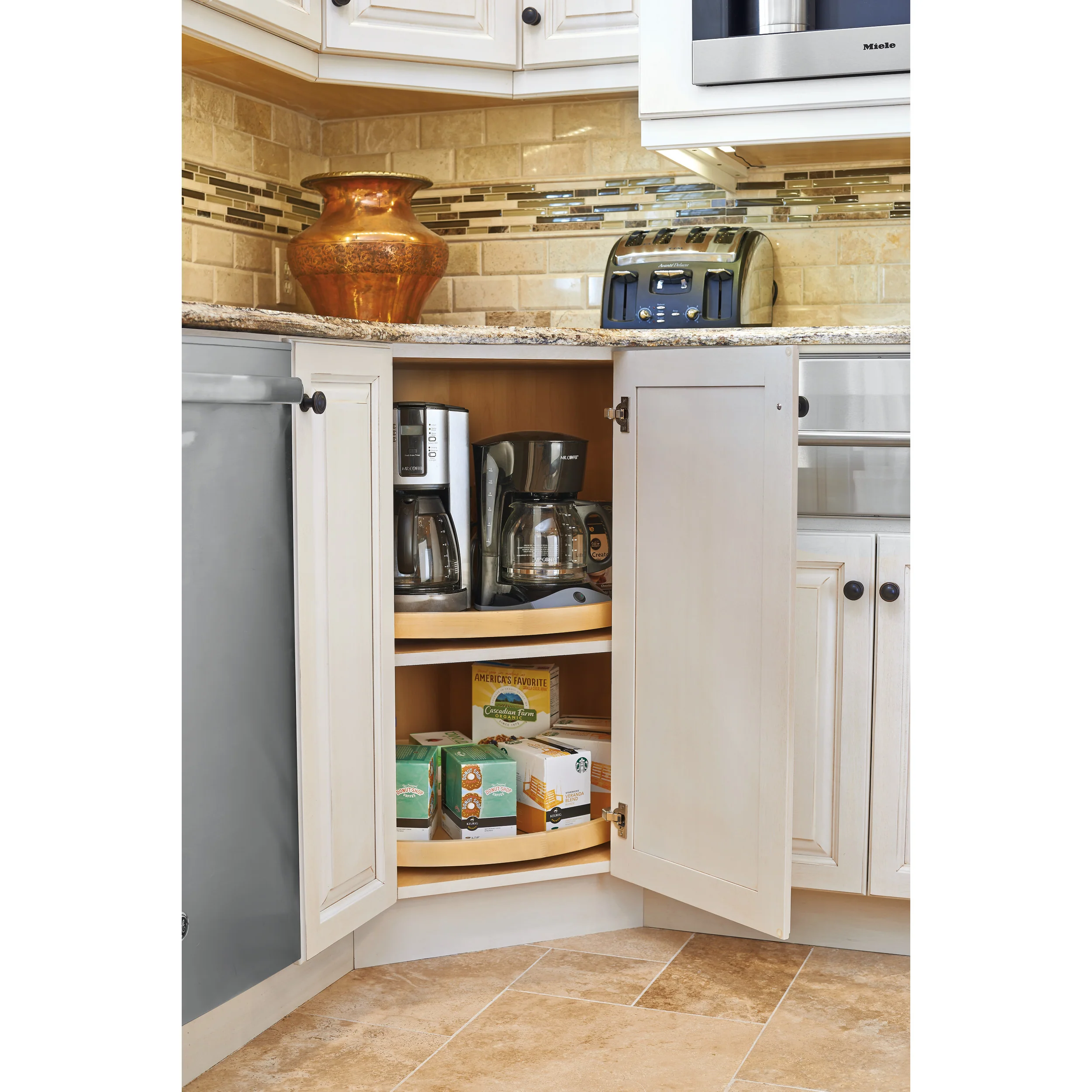 20 in Wood Full Circle Lazy Susan w/Swivel Bearing Natural  20 in (508 mm) W x 20 in (508 mm) D x 2.38 in (60 mm) H - Image 4