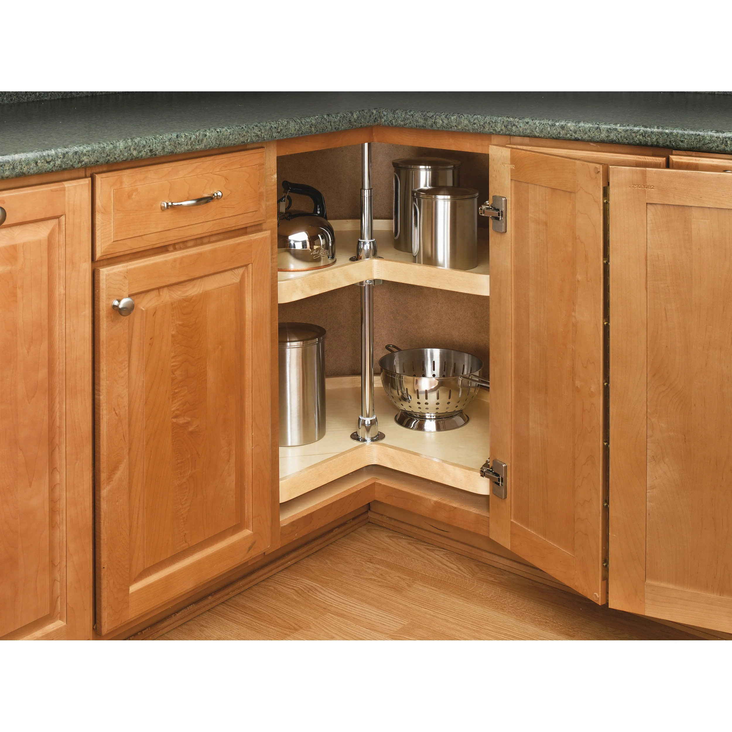 28 in Wood Kidney Lazy Susans 2-Shelf Natural 28 in (711 mm) W x 28 in (711 mm) D x 26 in (660 mm) H - Image 6