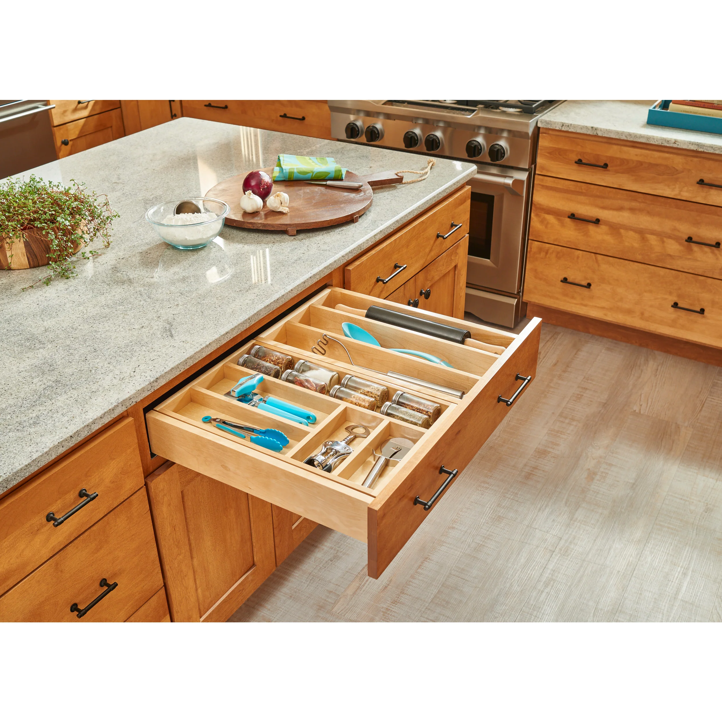 33 in 2-Tiered Cutlery Drawer Soft Close Natural 32.95 in (837 mm) W x 22.19 in (564 mm) D x 4.41 in (112 mm) H - Image 7