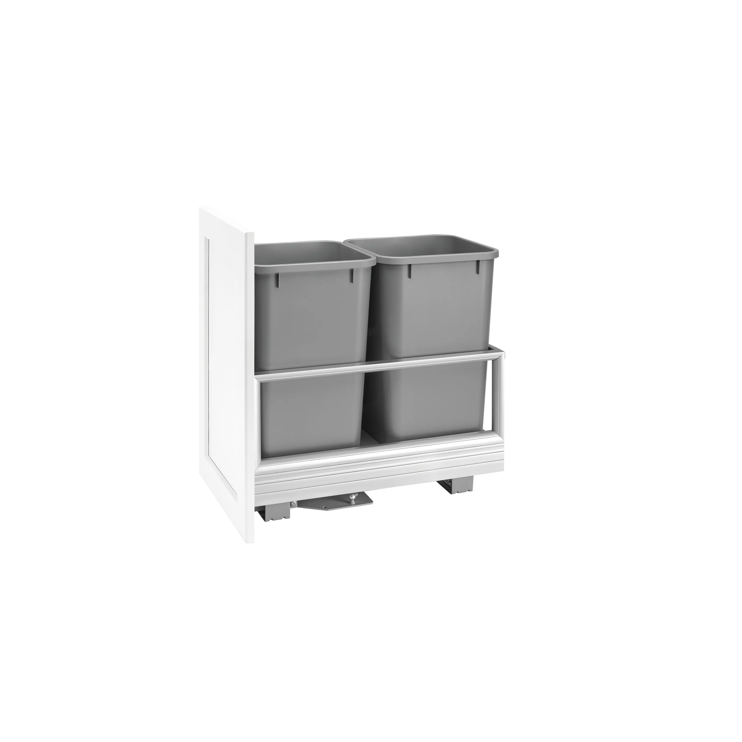 Double 27 Qrt Pull-Out Waste Container w/Rev-A-Motion Silver 12.13 in (308 mm) W x 22 in (559 mm) D x 19.5 in (495 mm) H - Image 2