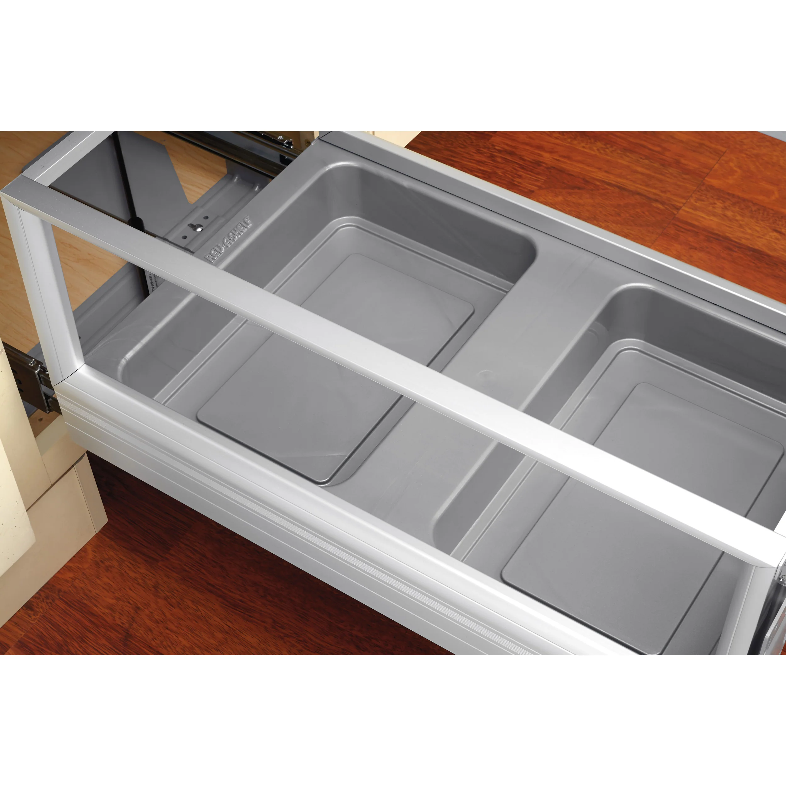 35 Qrt Pull-Out Waste Container w/Rev-A-Motion Silver 12.15 in (309 mm) W x 18 in (457 mm) D x 19.5 in (495 mm) H - Image 2