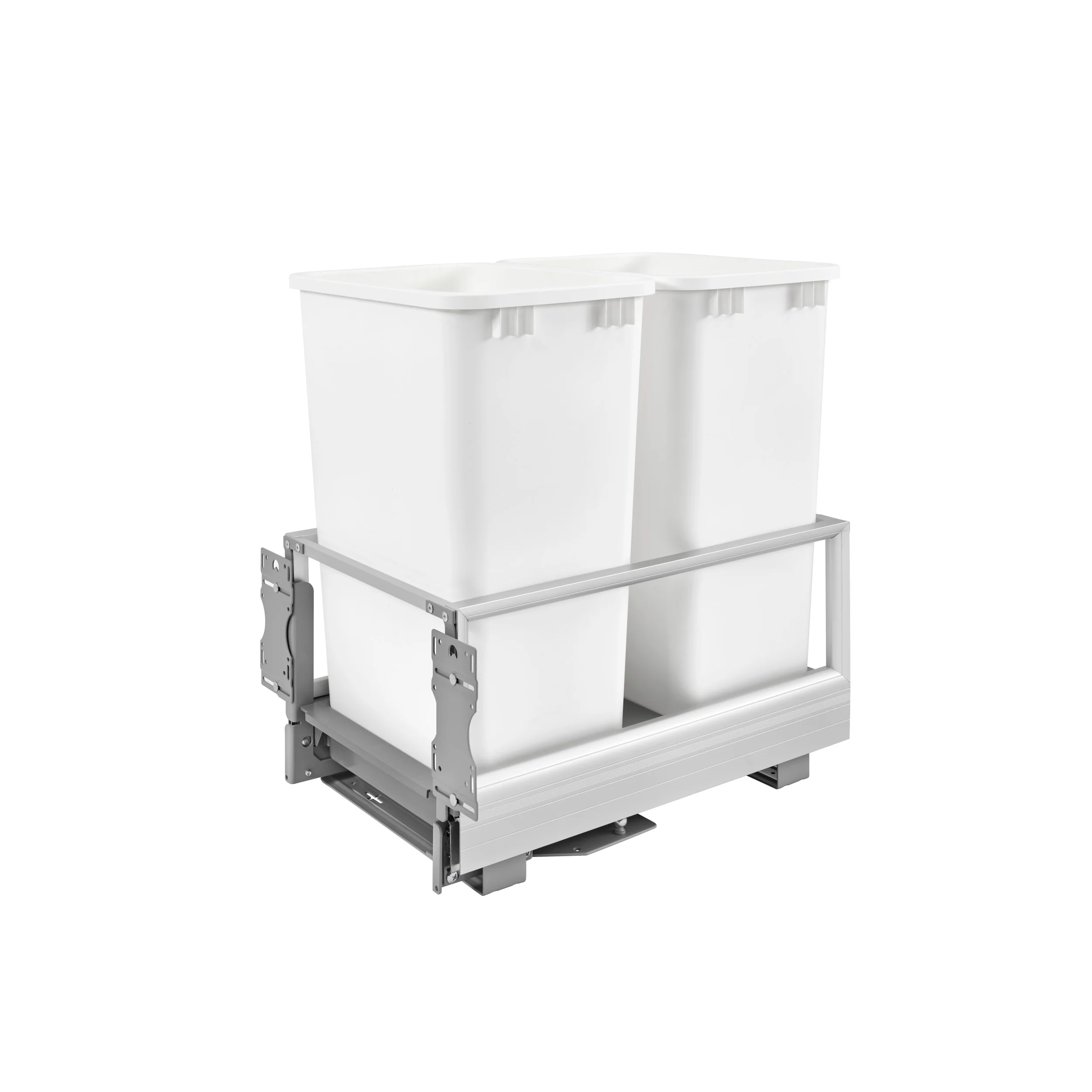 Double 50 Qrt Pull-Out Waste Container w/Rev-A-Motion White 15.63 in (397 mm) W x 22 in (559 mm) D x 23.5 in (597 mm) H - Image 6