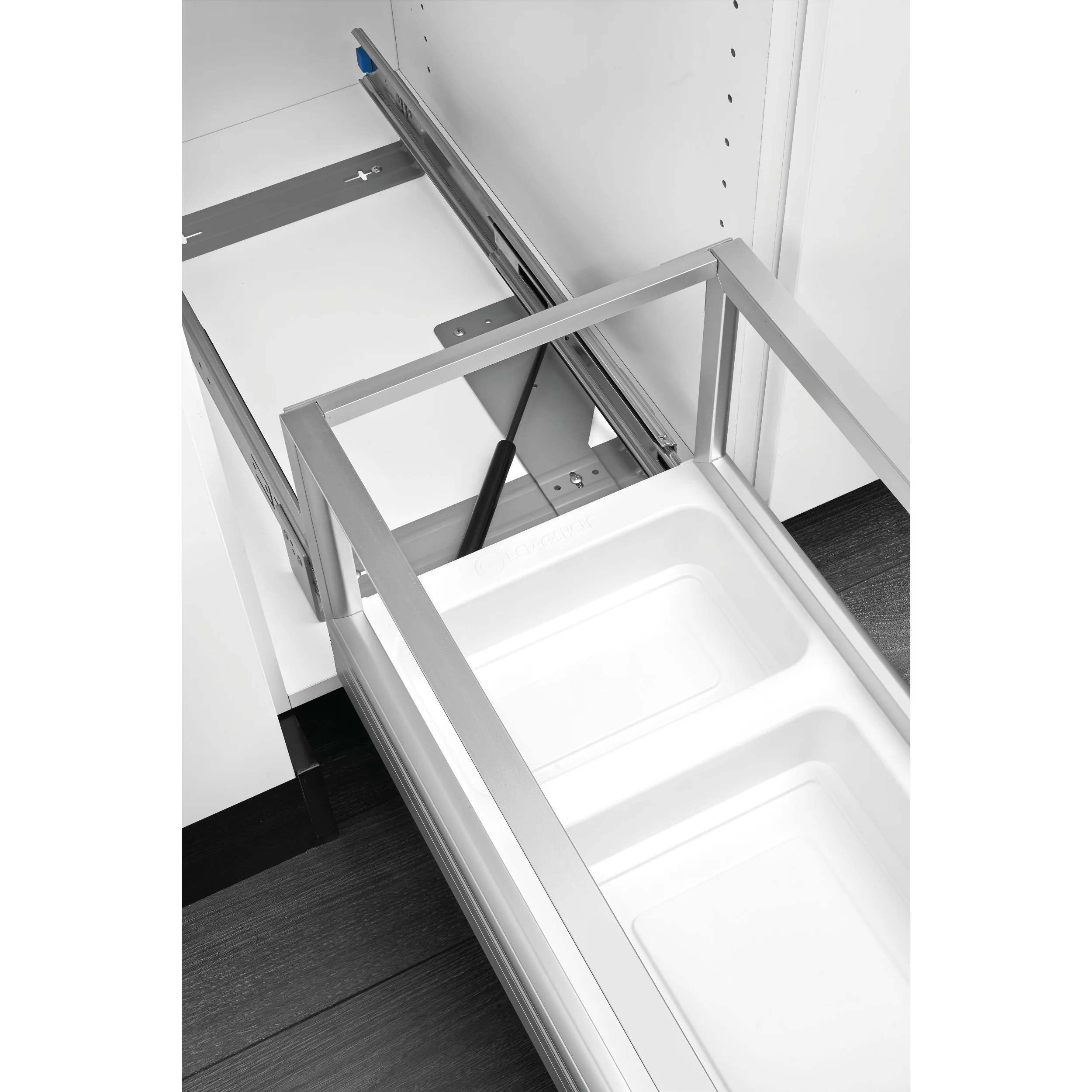 Double 50 Qrt Pull-Out Waste Container w/Rev-A-Motion White 15.63 in (397 mm) W x 22 in (559 mm) D x 23.5 in (597 mm) H - Image 8