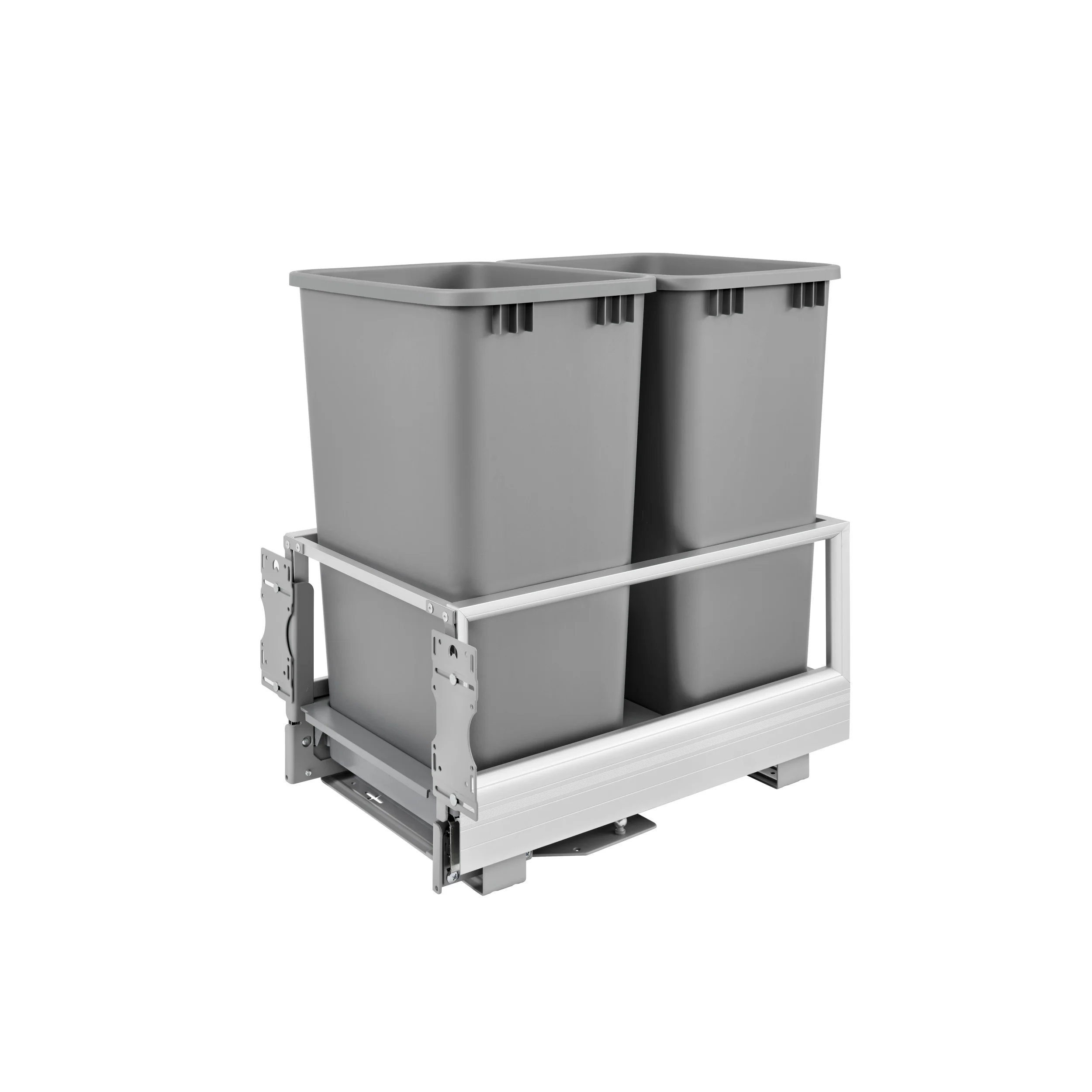 Double 50 Qrt Pull-Out Waste Container w/Rev-A-Motion Silver 15.6 in (396 mm) W x 22 in (559 mm) D x 23.5 in (597 mm) H - Image 8