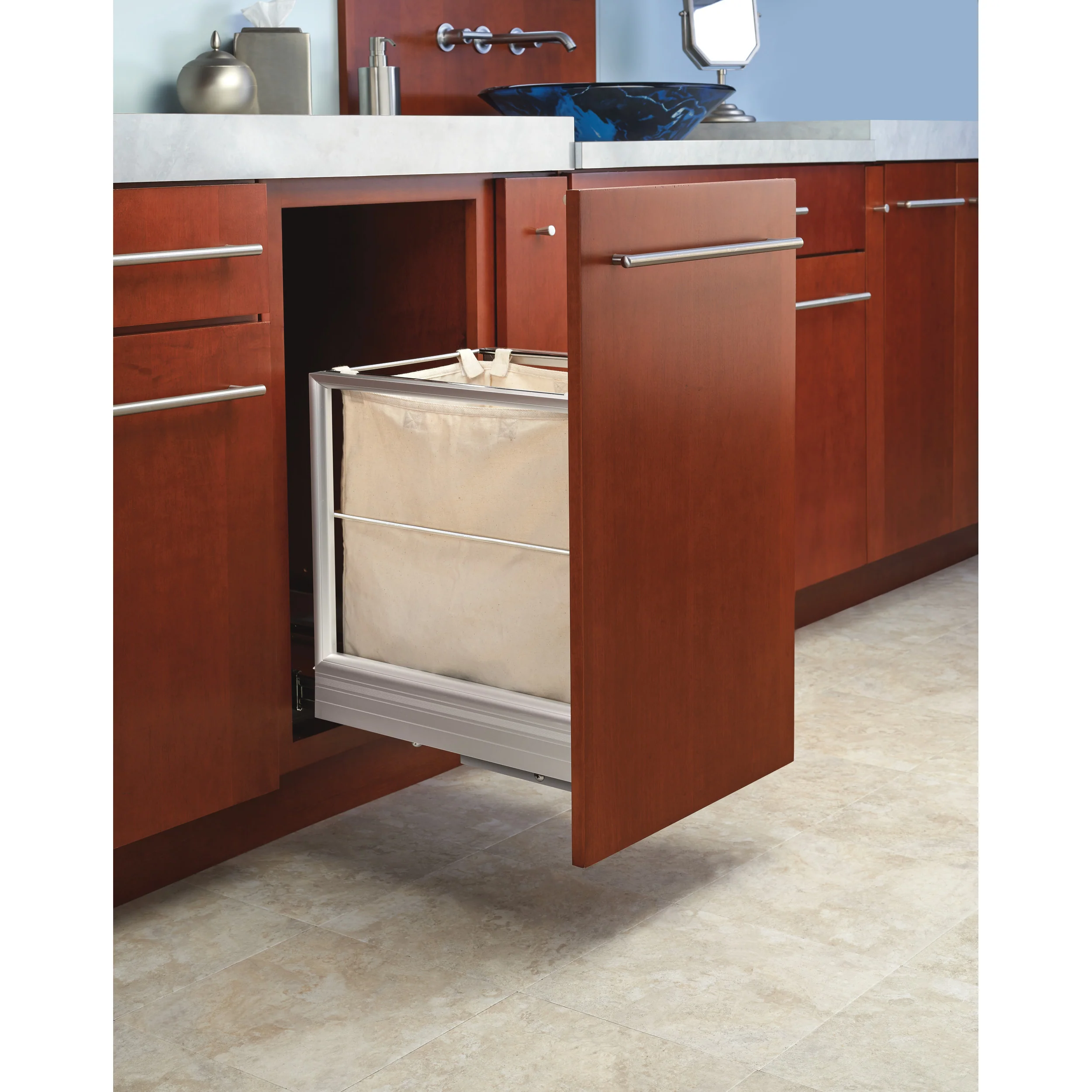 Aluminum Pull-Out Hamper White  14.31 in (363 mm) W x 18.05 in (458 mm) D x 19.34 in (491 mm) H - Image 4