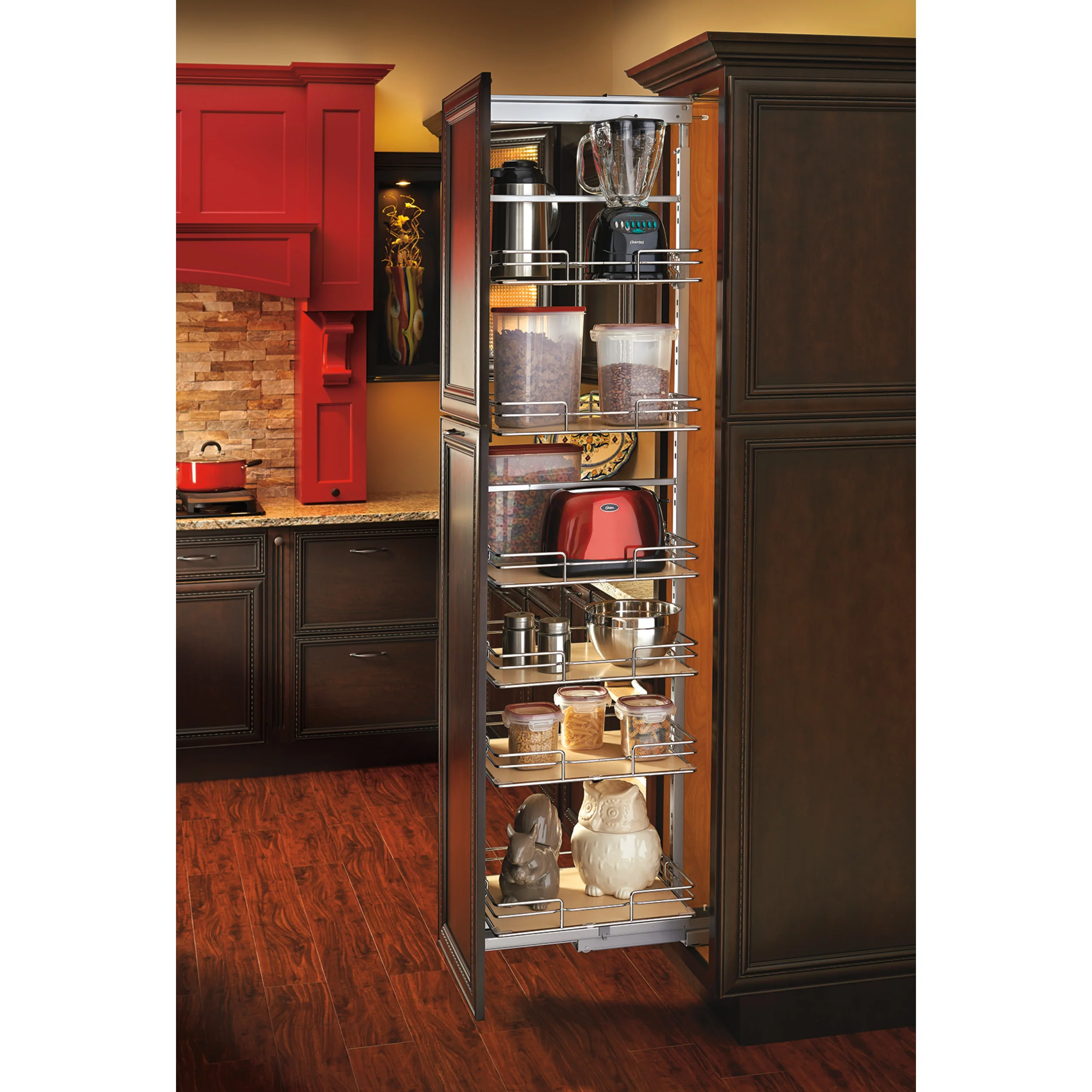 14 in Tall Pullout Maple Pantry w/Soft-Close Chrome 14.5 in (368 mm) W x 19.5 in (495 mm) D x 59.5 in (1511 mm) H - Image 2